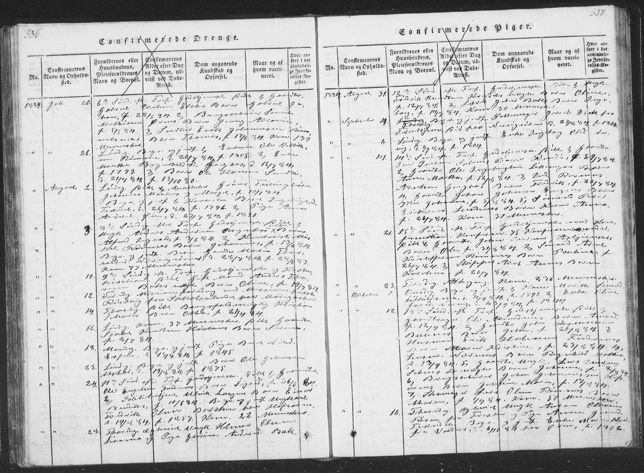 Ministerialprotokoller, klokkerbøker og fødselsregistre - Sør-Trøndelag, AV/SAT-A-1456/668/L0816: Parish register (copy) no. 668C05, 1816-1893, p. 536-537