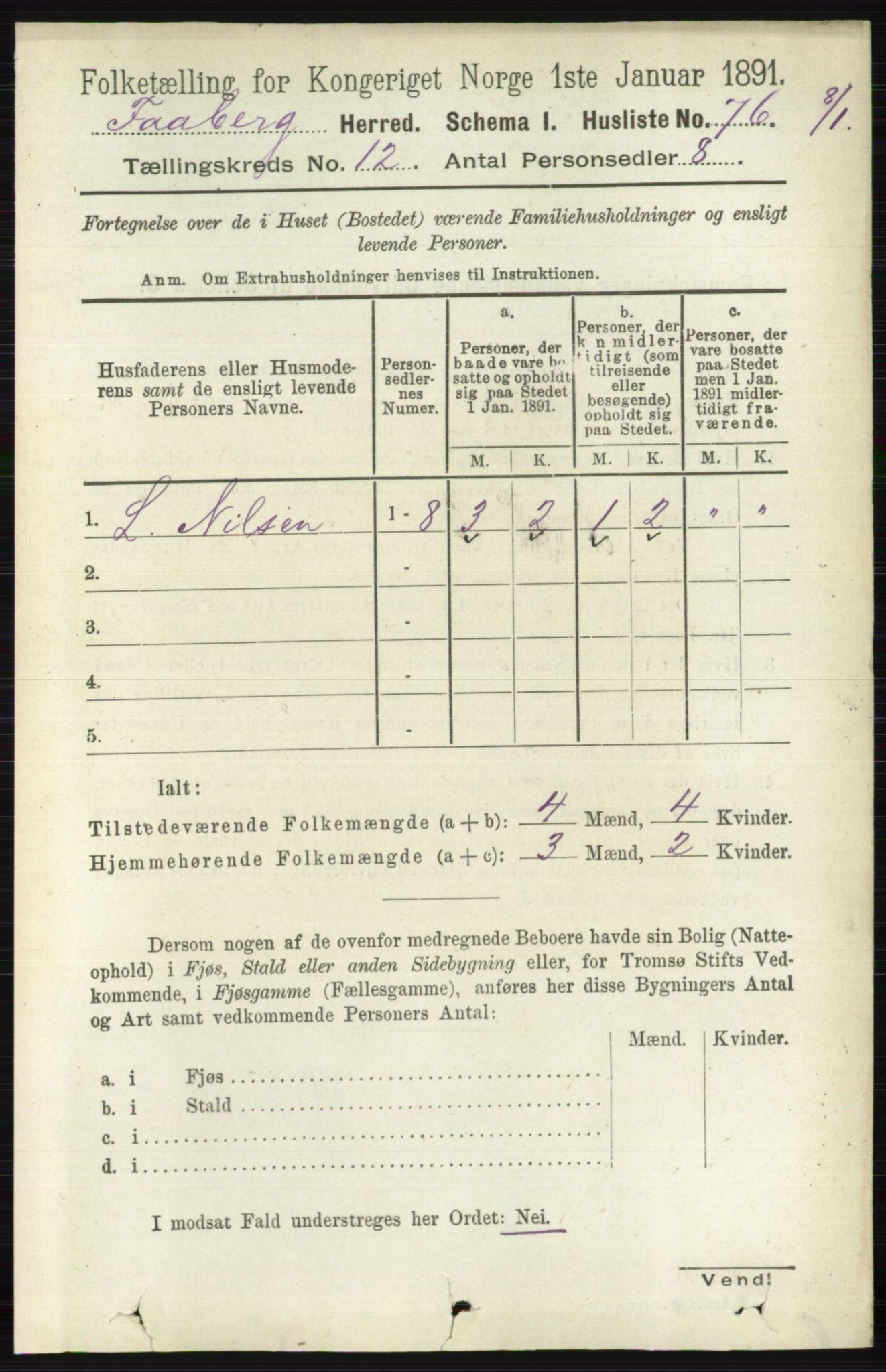 RA, 1891 census for 0524 Fåberg, 1891, p. 4768