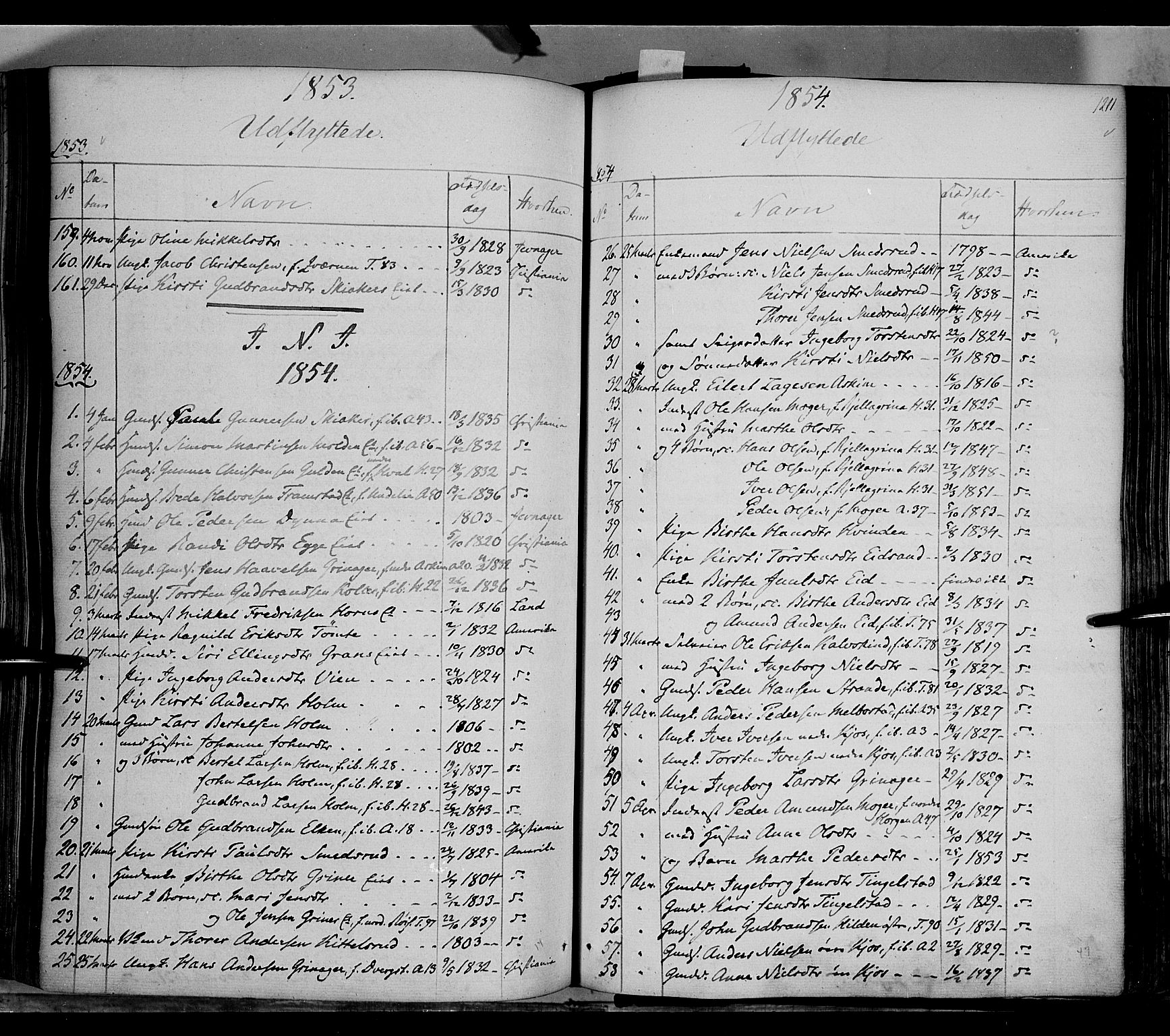 Gran prestekontor, SAH/PREST-112/H/Ha/Haa/L0011: Parish register (official) no. 11, 1842-1856, p. 1210-1211
