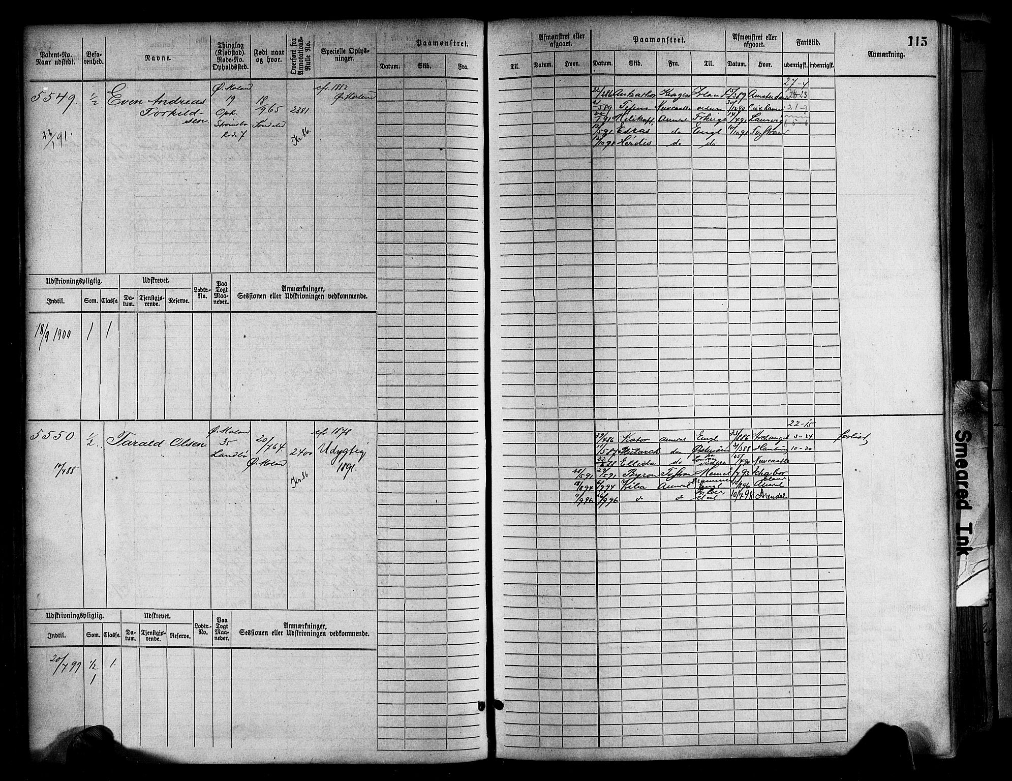 Arendal mønstringskrets, AV/SAK-2031-0012/F/Fb/L0017: Hovedrulle A nr 5323-6076, S-15, 1884-1892, p. 115