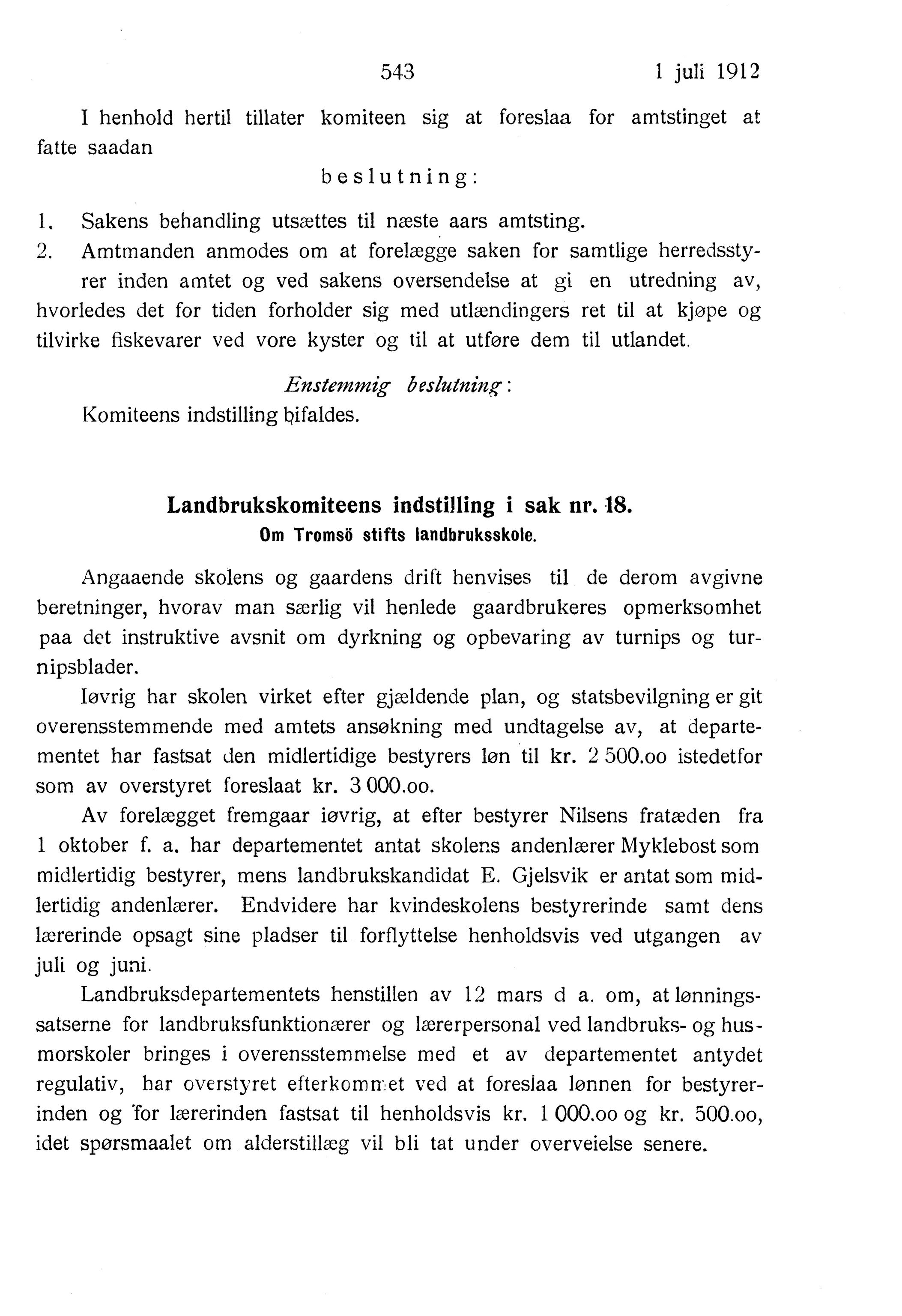 Nordland Fylkeskommune. Fylkestinget, AIN/NFK-17/176/A/Ac/L0035: Fylkestingsforhandlinger 1912, 1912