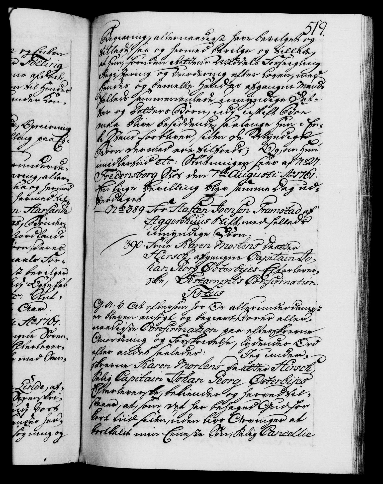 Danske Kanselli 1572-1799, AV/RA-EA-3023/F/Fc/Fca/Fcaa/L0041: Norske registre, 1760-1762, p. 519a