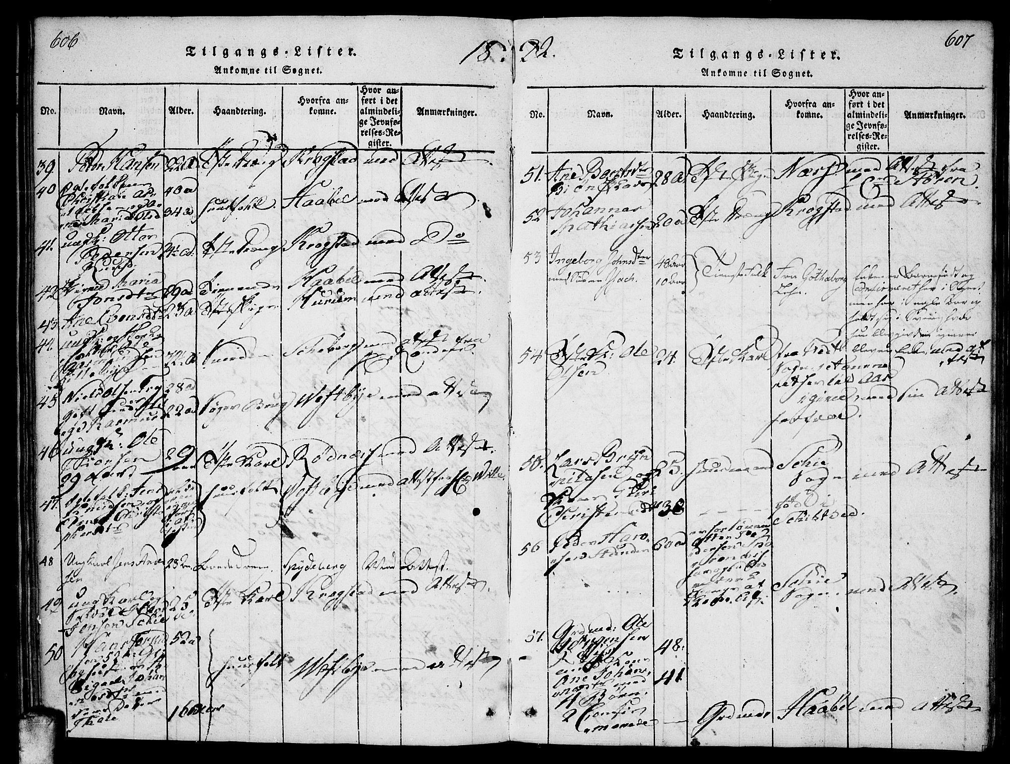 Ås prestekontor Kirkebøker, AV/SAO-A-10894/F/Fa/L0004: Parish register (official) no. I 4, 1818-1826, p. 606-607