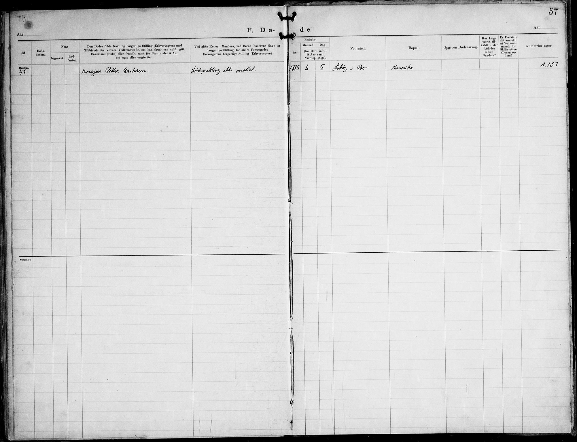 Ministerialprotokoller, klokkerbøker og fødselsregistre - Nordland, SAT/A-1459/888/L1276: Dissenter register no. 888D03, 1893-1944, p. 57