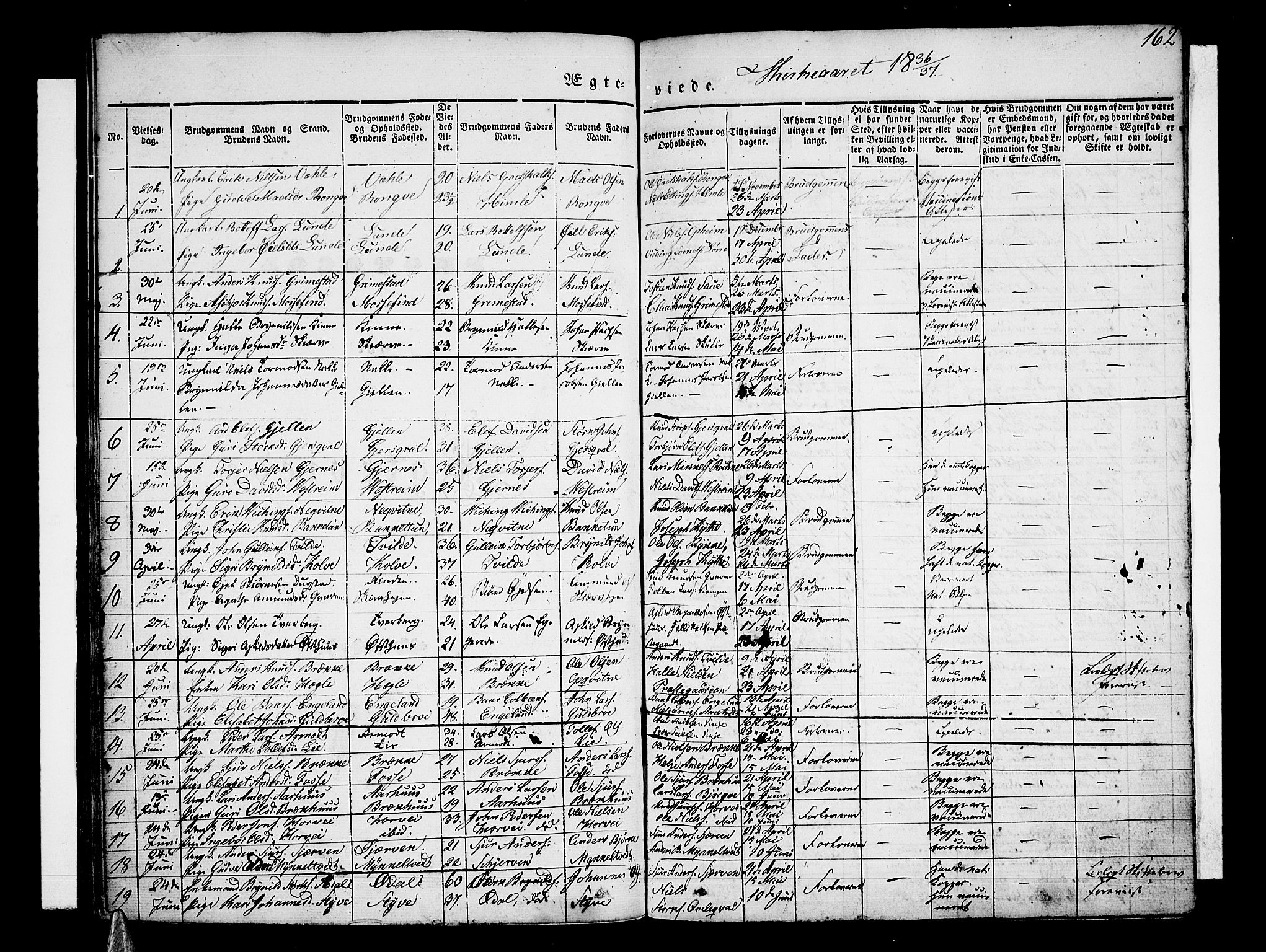 Voss sokneprestembete, SAB/A-79001/H/Haa: Parish register (official) no. A 13, 1836-1851, p. 162