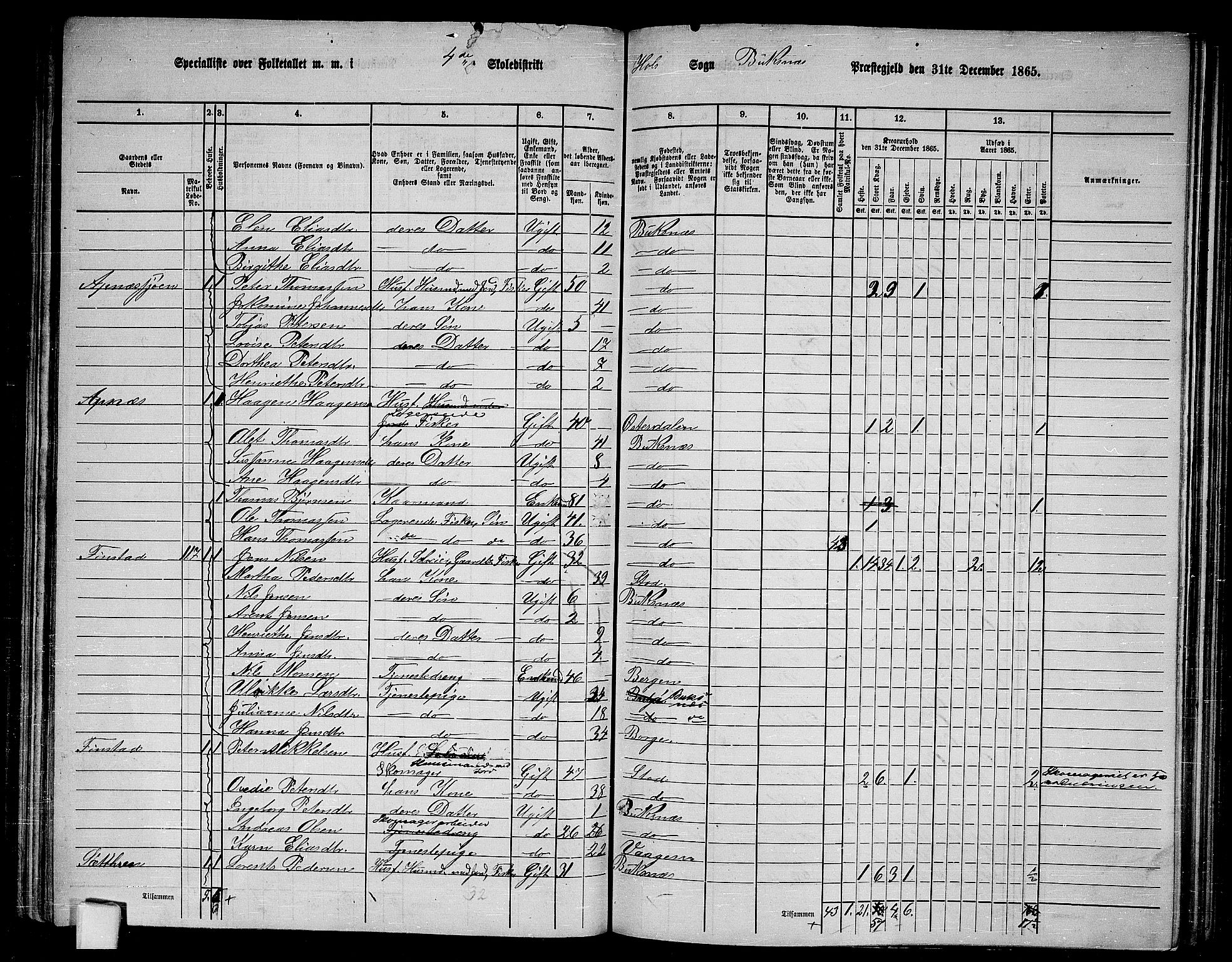 RA, 1865 census for Buksnes, 1865, p. 99