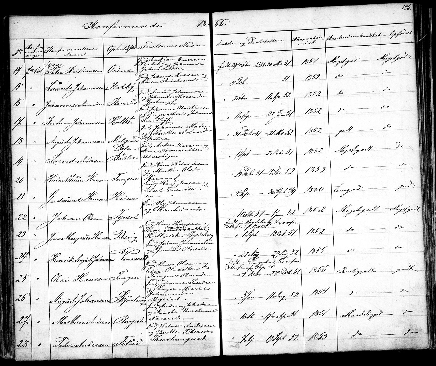 Enebakk prestekontor Kirkebøker, SAO/A-10171c/F/Fa/L0010: Parish register (official) no. I 10, 1829-1876, p. 136