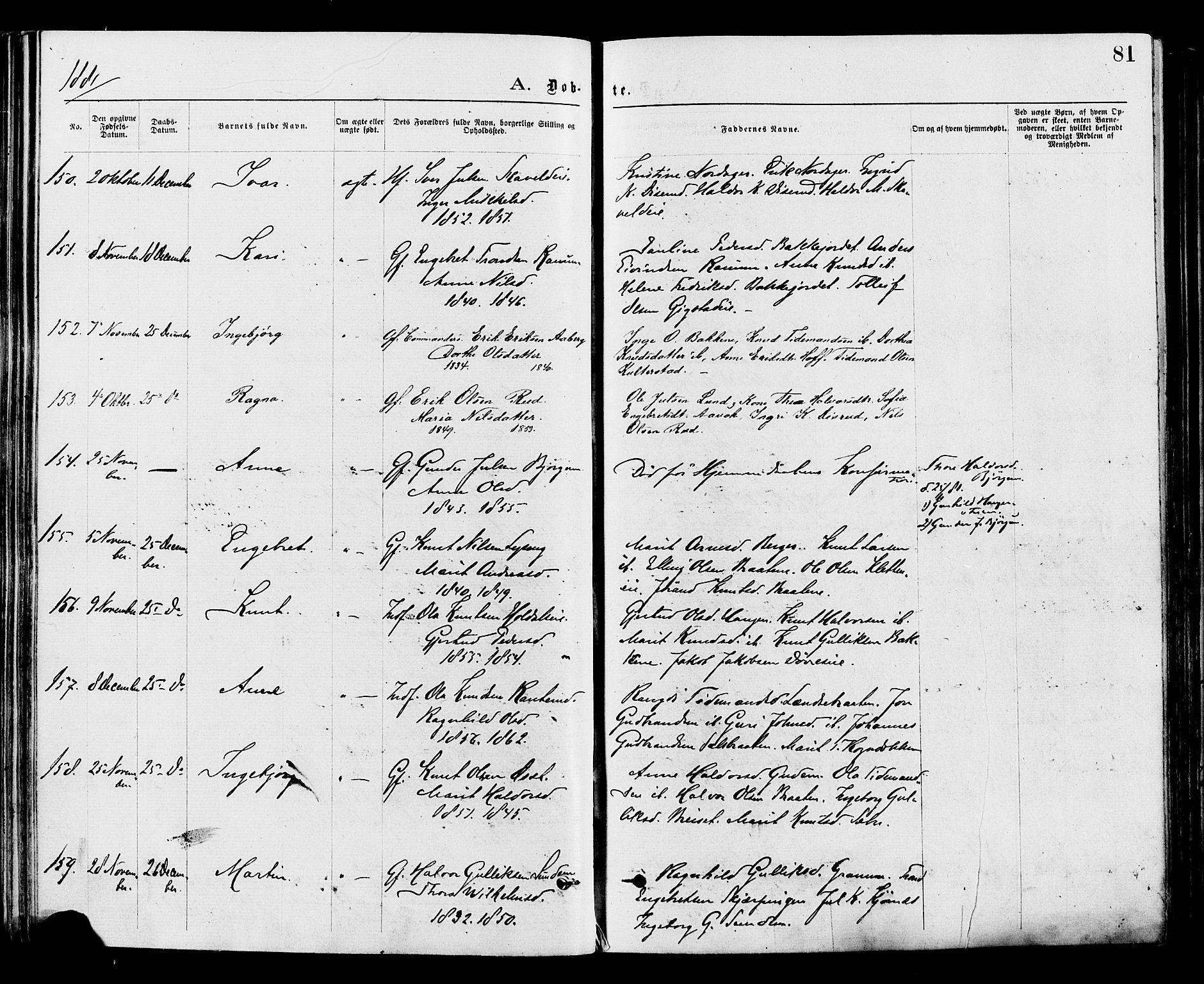 Nord-Aurdal prestekontor, SAH/PREST-132/H/Ha/Haa/L0009: Parish register (official) no. 9, 1876-1882, p. 81