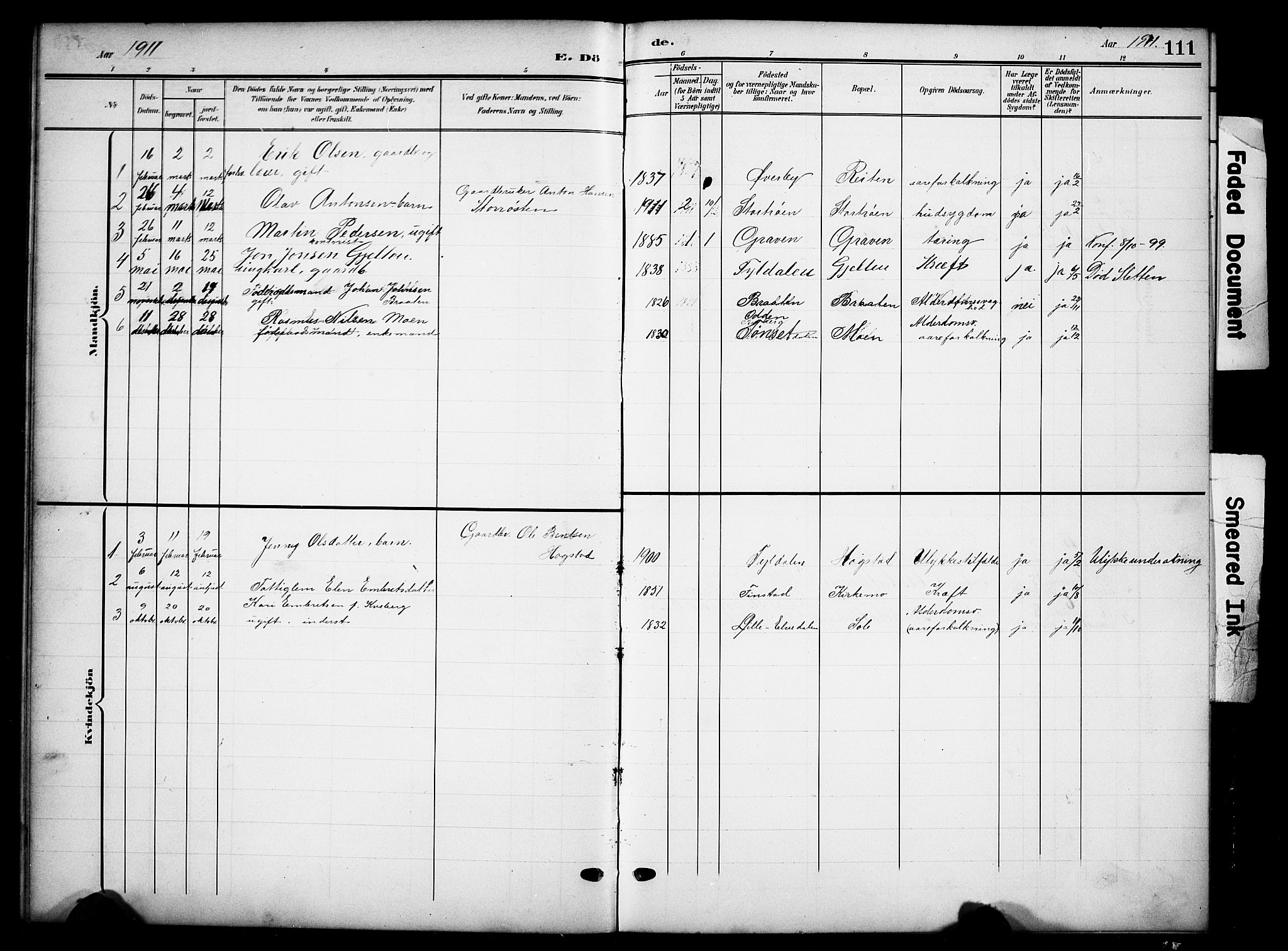 Tynset prestekontor, SAH/PREST-058/H/Ha/Hab/L0010: Parish register (copy) no. 10, 1902-1929, p. 111