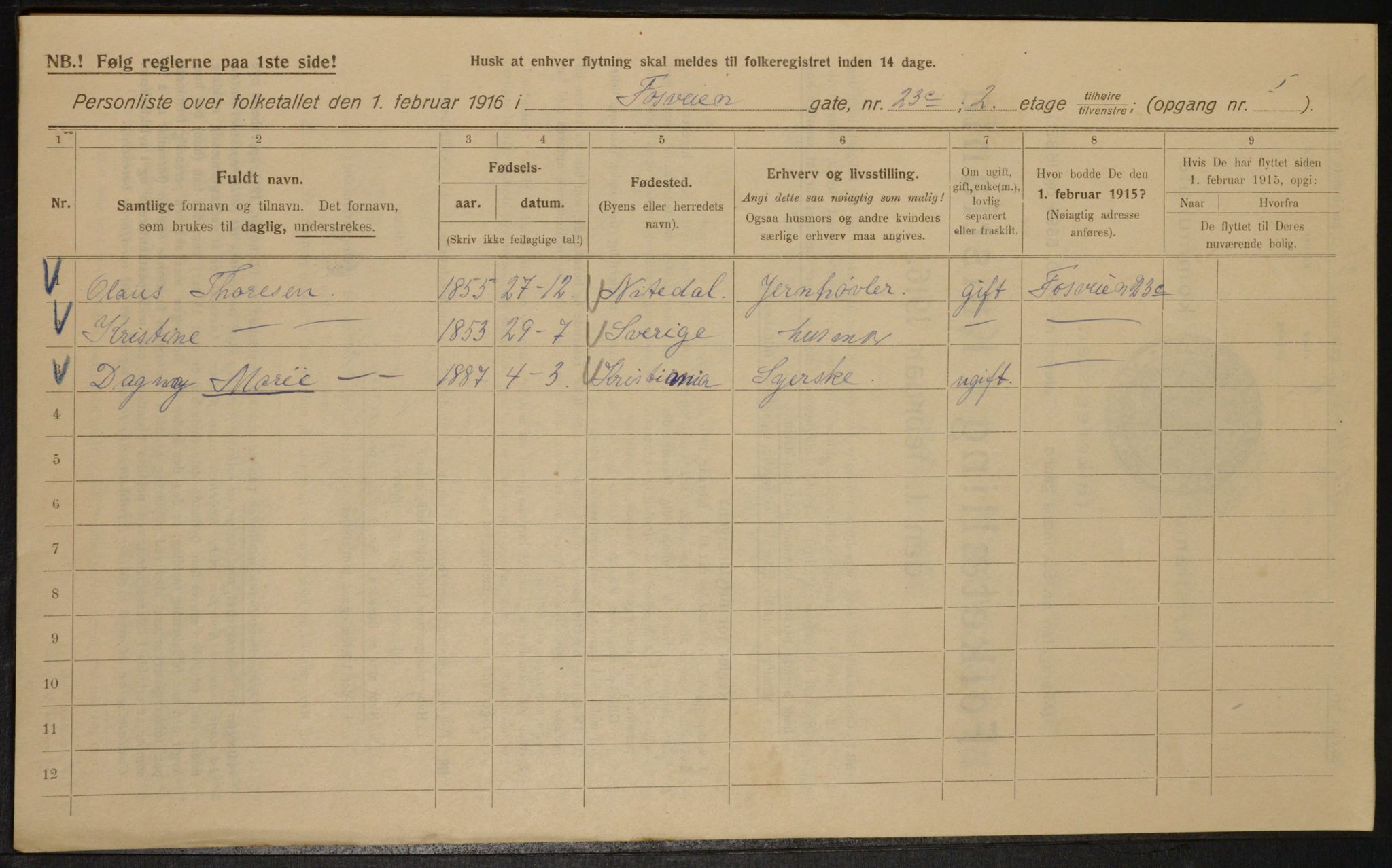 OBA, Municipal Census 1916 for Kristiania, 1916, p. 25680