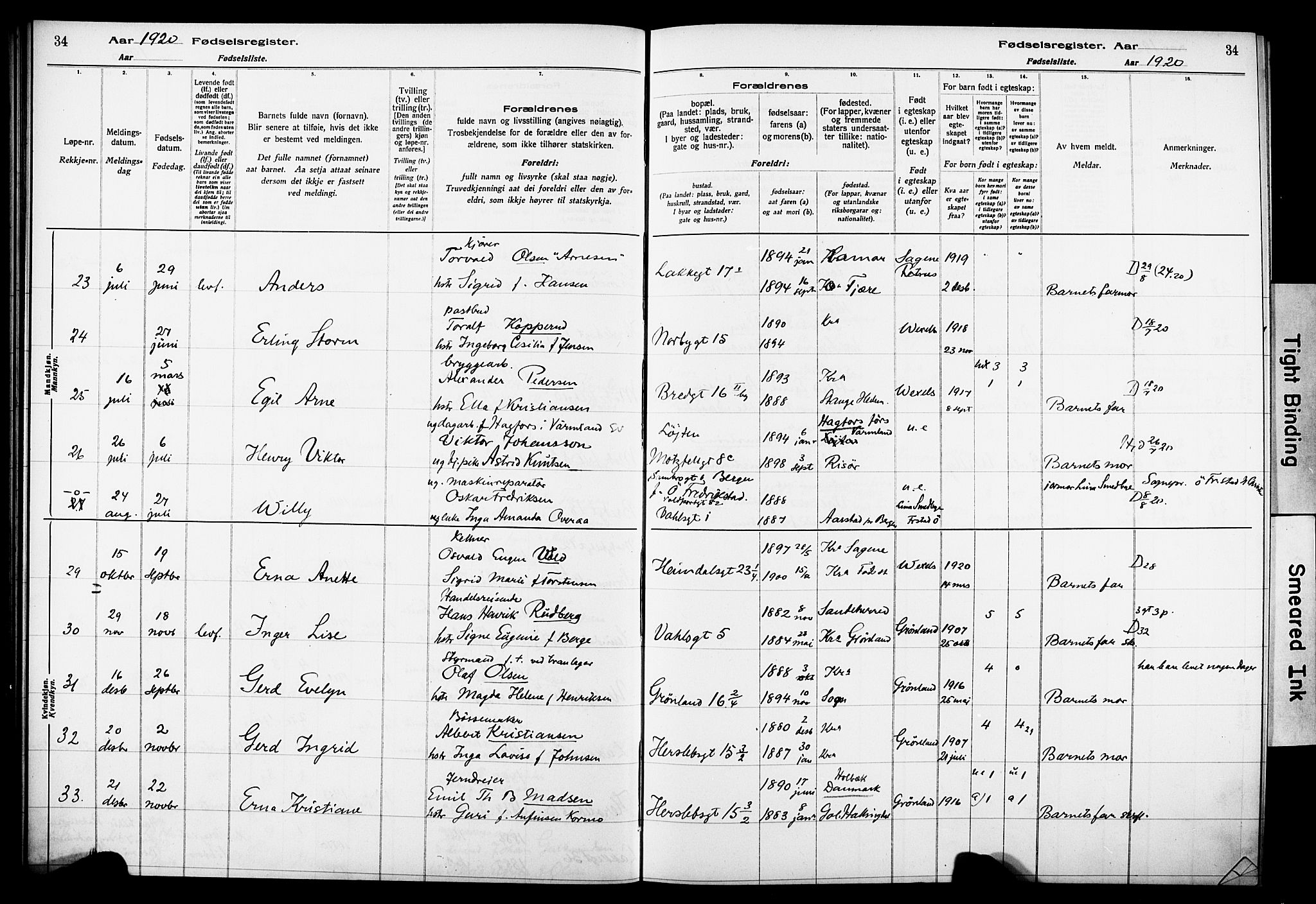 Wexel prestekontor Kirkebøker, AV/SAO-A-10879/J/L0001: Birth register no. 1, 1916-1930, p. 34