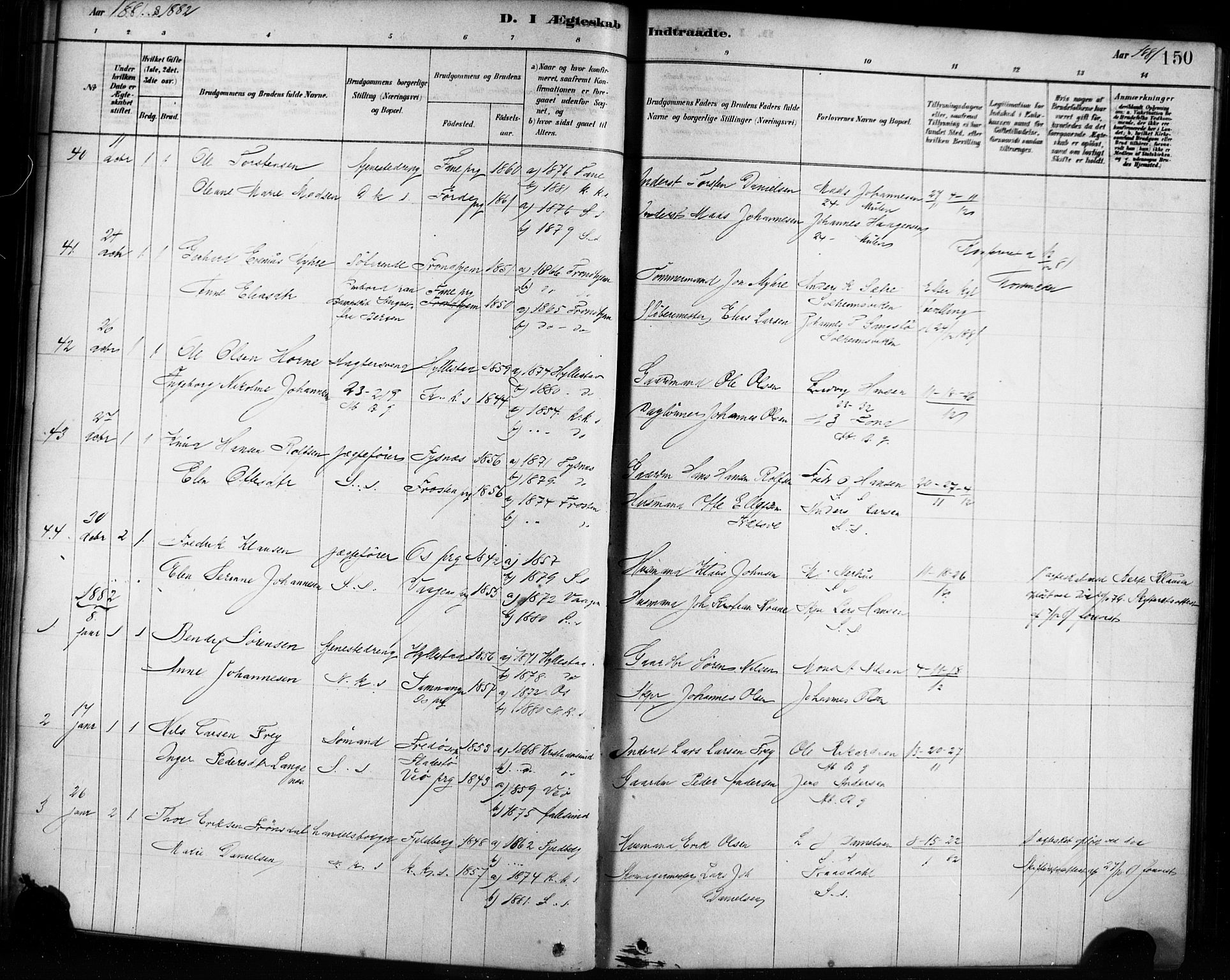 Sandviken Sokneprestembete, SAB/A-77601/H/Ha/L0002: Parish register (official) no. A 2, 1878-1896, p. 150