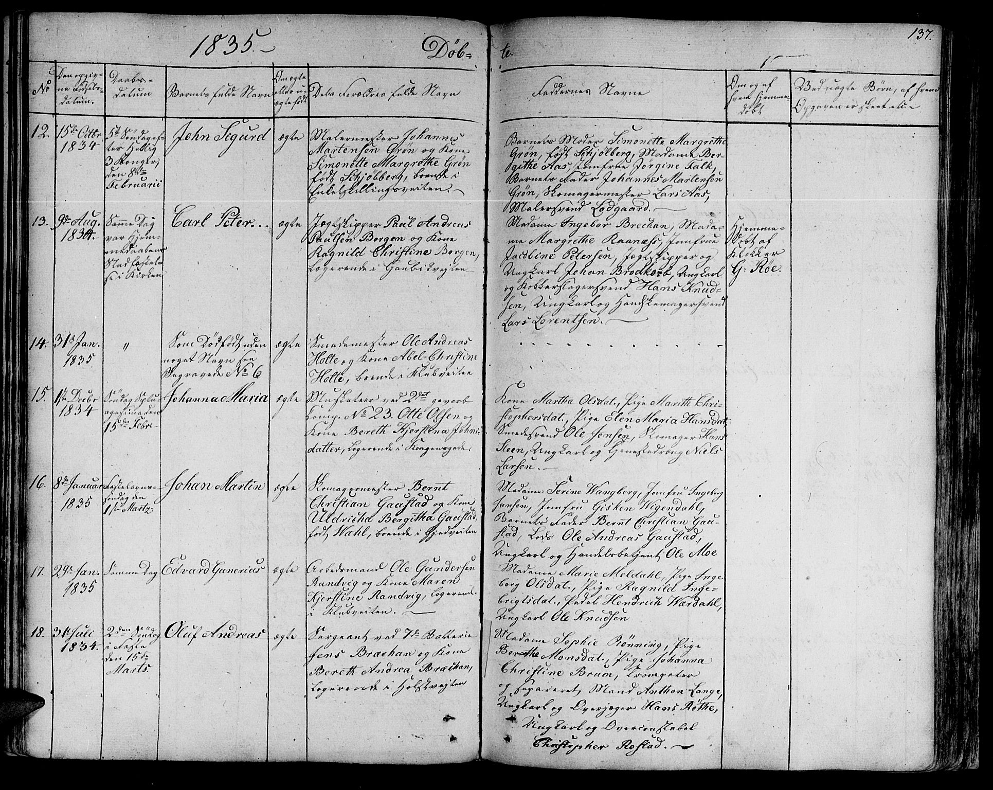 Ministerialprotokoller, klokkerbøker og fødselsregistre - Sør-Trøndelag, AV/SAT-A-1456/602/L0108: Parish register (official) no. 602A06, 1821-1839, p. 137