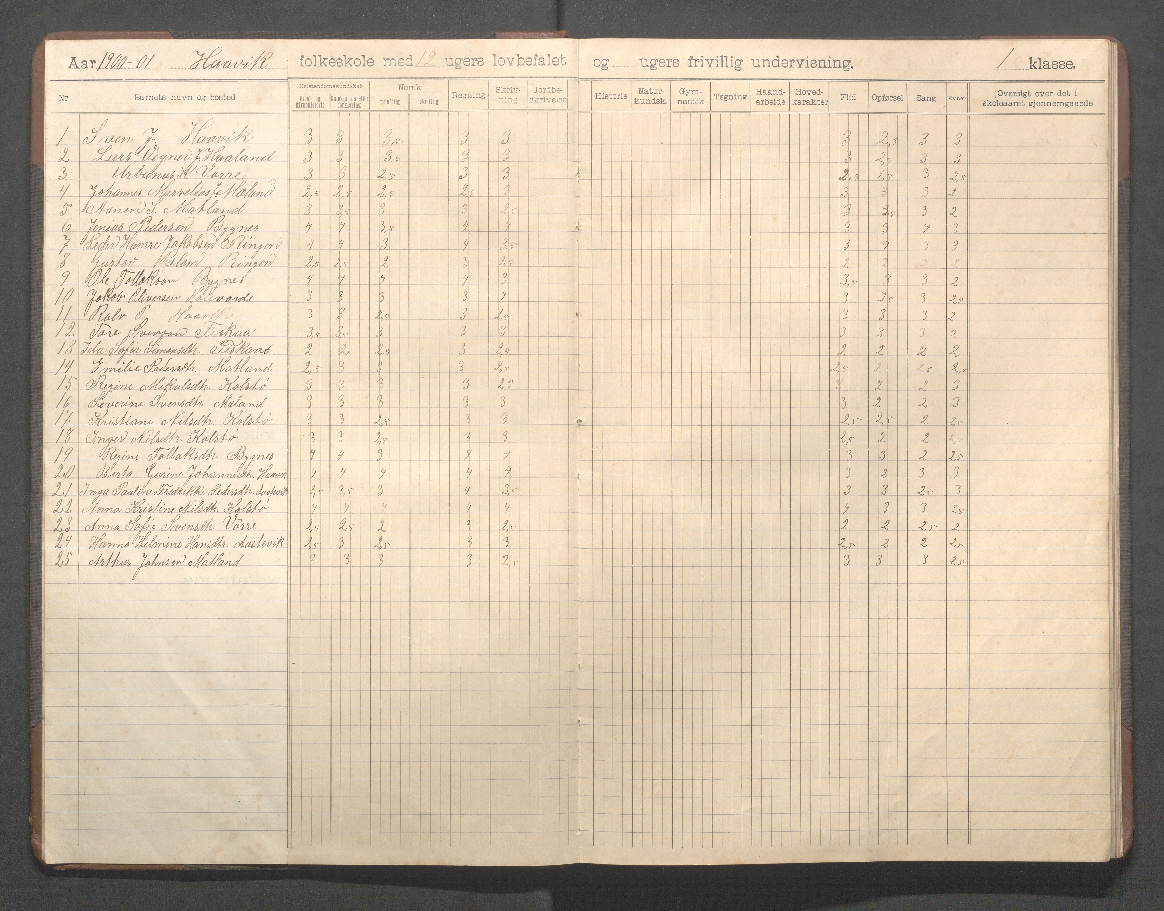 Avaldsnes kommune - Haavik skole, IKAR/K-101689/H/L0001: Skoleprotokoll, 1900-1916, p. 4