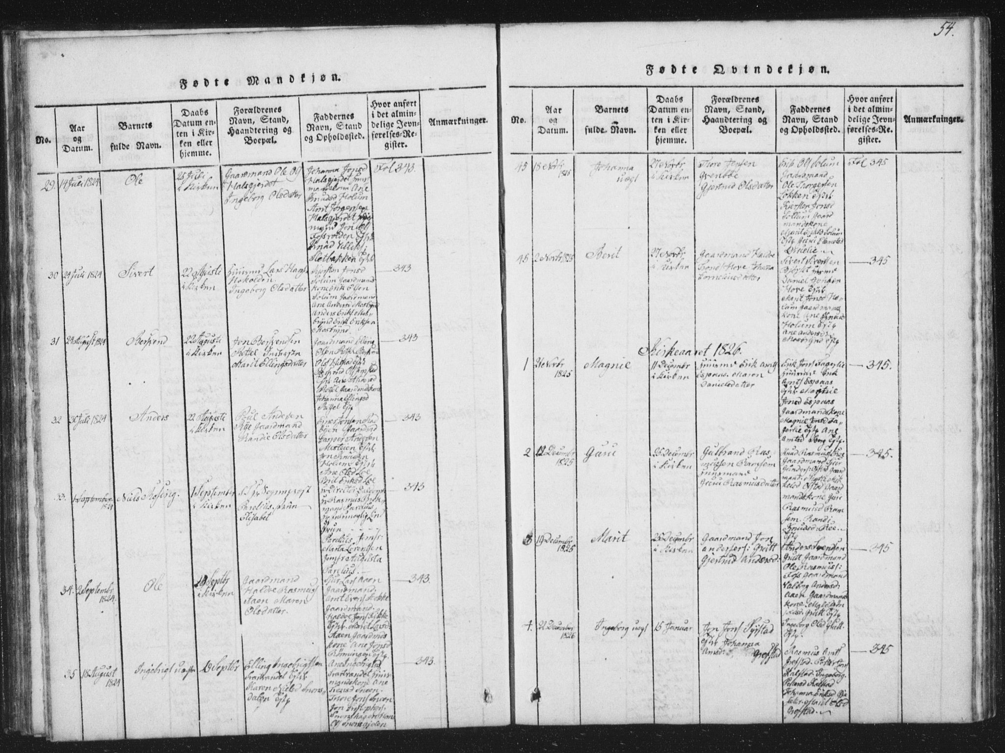Ministerialprotokoller, klokkerbøker og fødselsregistre - Sør-Trøndelag, SAT/A-1456/672/L0862: Parish register (copy) no. 672C01, 1816-1831, p. 54