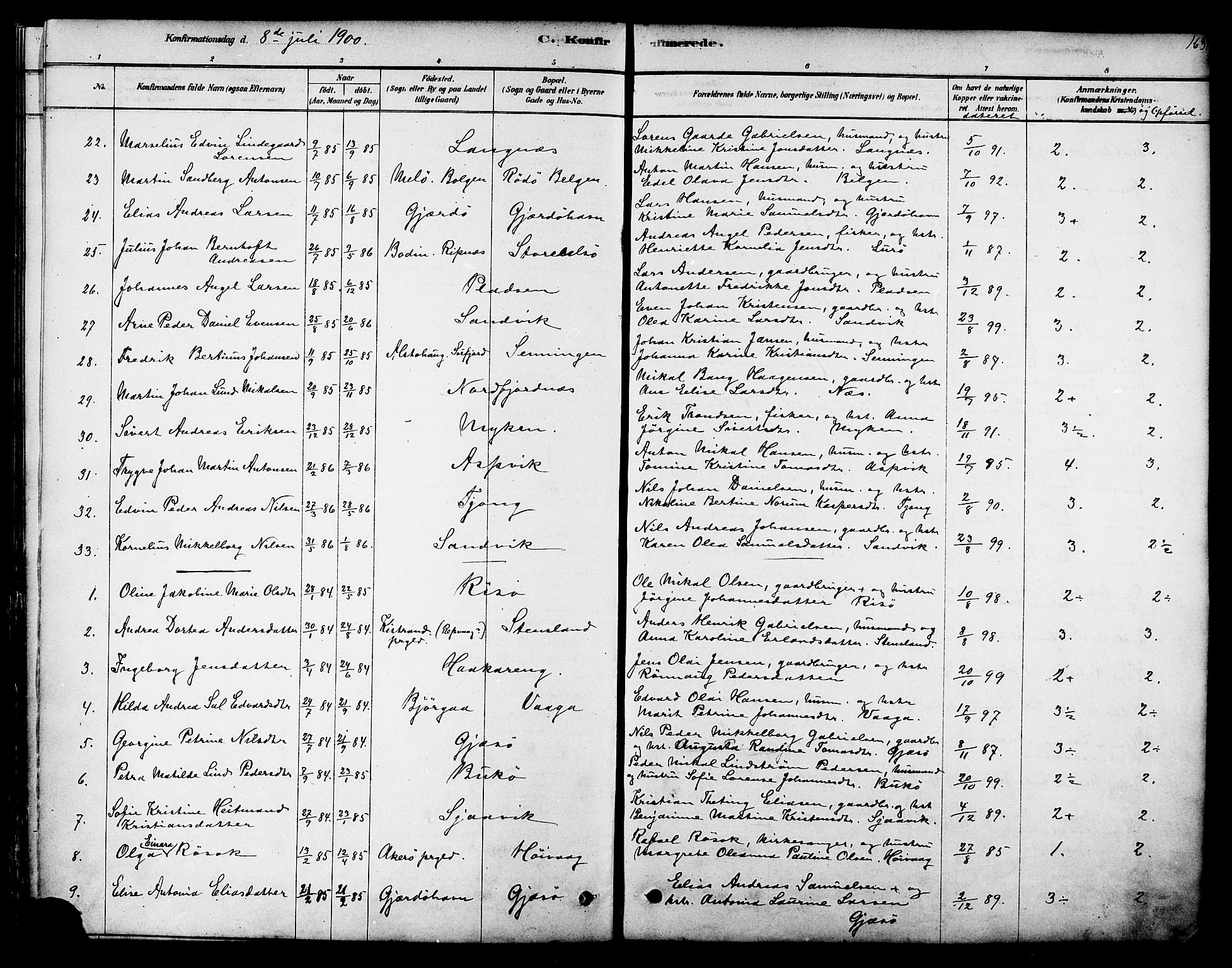 Ministerialprotokoller, klokkerbøker og fødselsregistre - Nordland, AV/SAT-A-1459/841/L0609: Parish register (official) no. 841A12, 1878-1901, p. 163