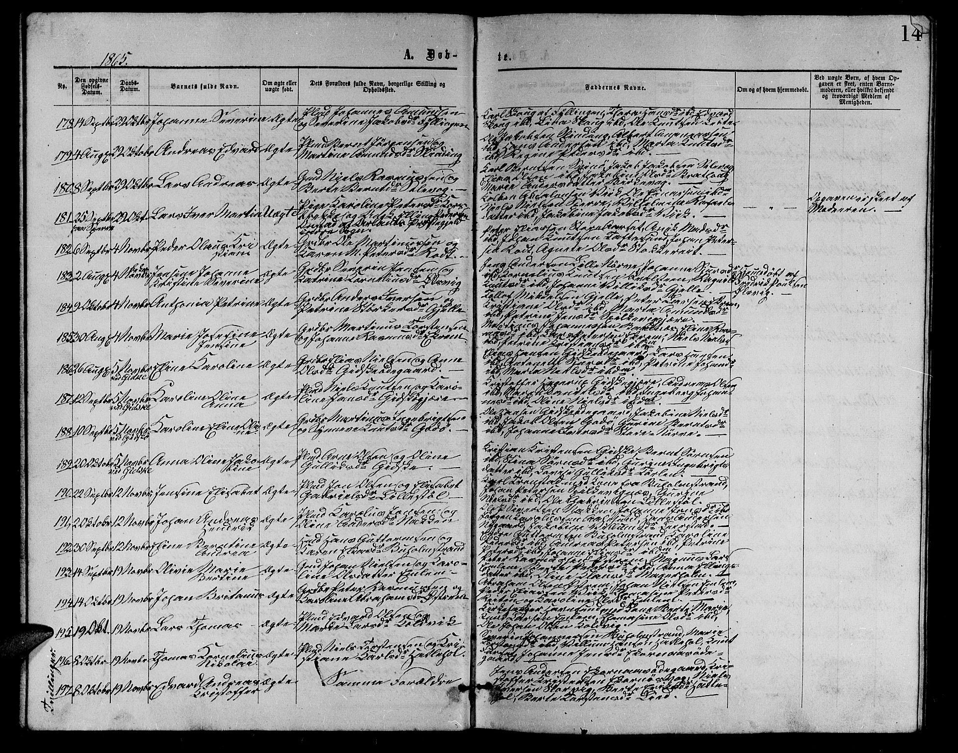 Ministerialprotokoller, klokkerbøker og fødselsregistre - Møre og Romsdal, AV/SAT-A-1454/528/L0428: Parish register (copy) no. 528C09, 1864-1880, p. 14