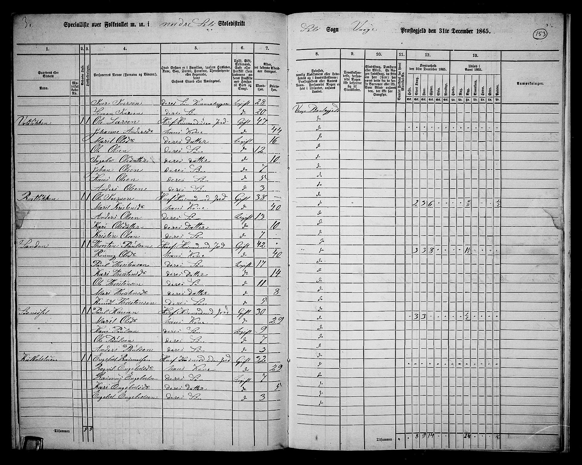 RA, 1865 census for Vågå, 1865, p. 309