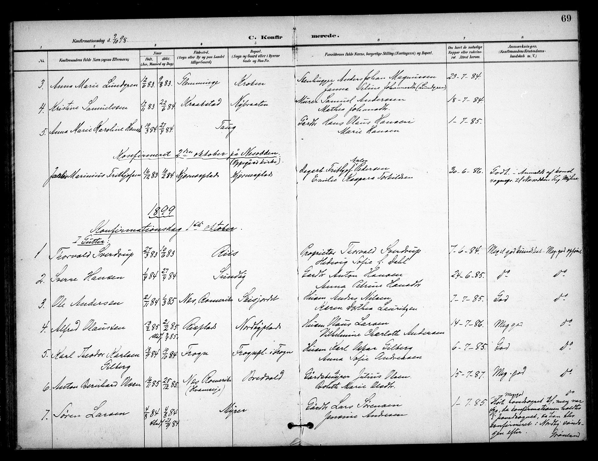 Ås prestekontor Kirkebøker, SAO/A-10894/F/Fb/L0002: Parish register (official) no. II 2, 1895-1916, p. 69