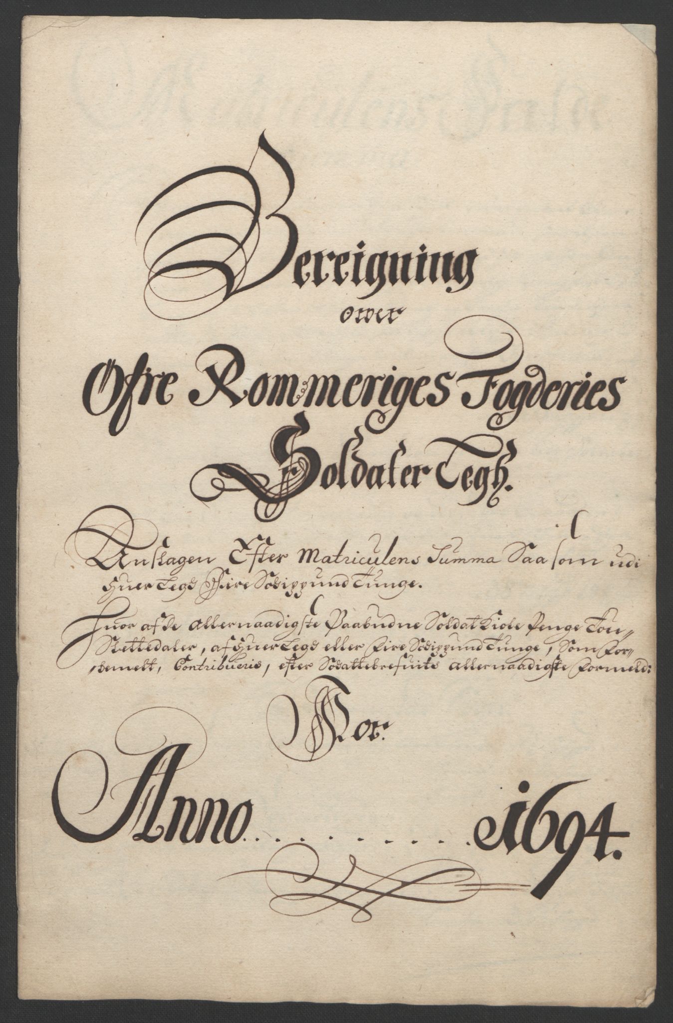 Rentekammeret inntil 1814, Reviderte regnskaper, Fogderegnskap, RA/EA-4092/R12/L0706: Fogderegnskap Øvre Romerike, 1694, p. 241