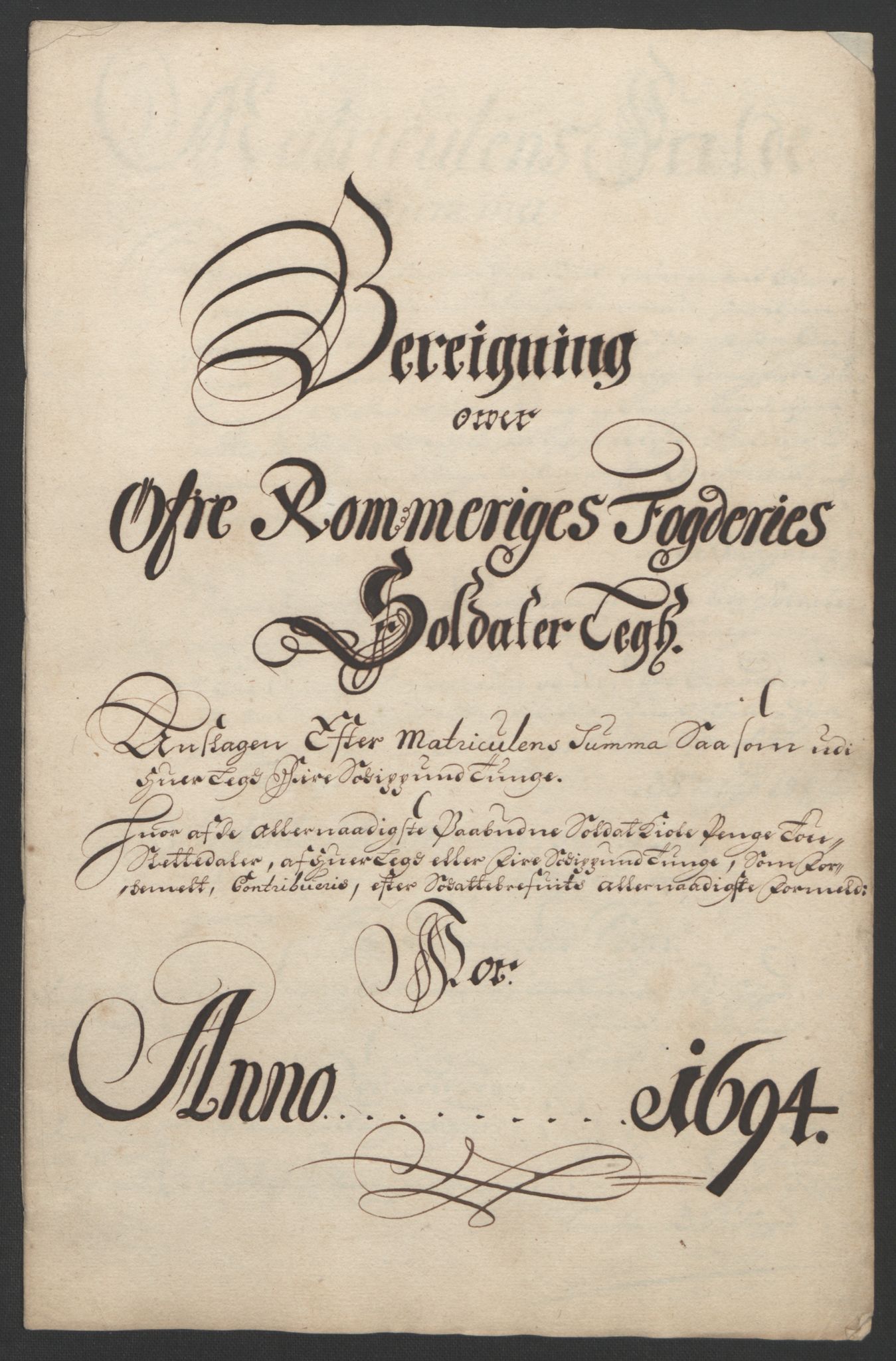 Rentekammeret inntil 1814, Reviderte regnskaper, Fogderegnskap, AV/RA-EA-4092/R12/L0706: Fogderegnskap Øvre Romerike, 1694, p. 241