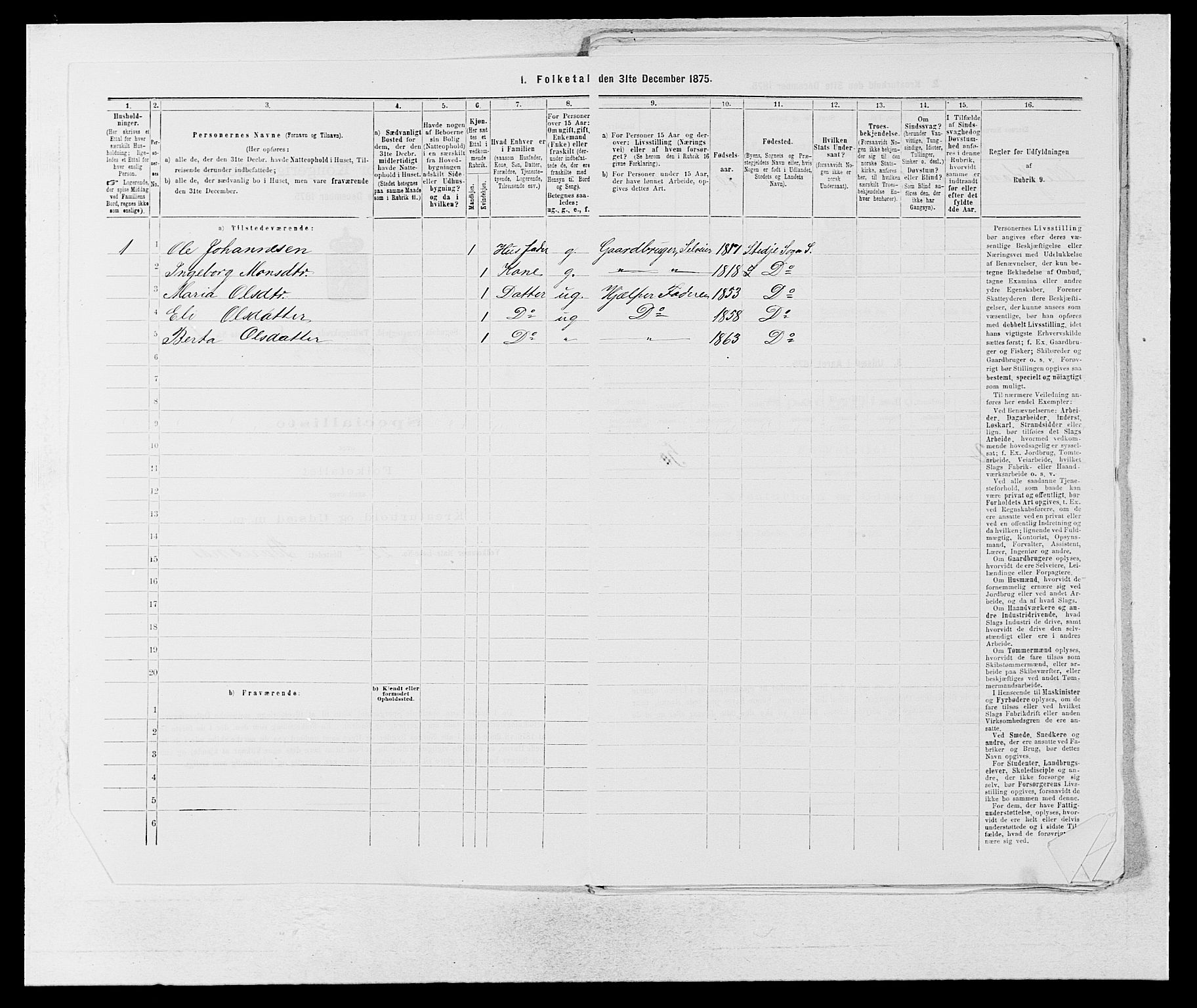 SAB, 1875 census for 1420P Sogndal, 1875, p. 753