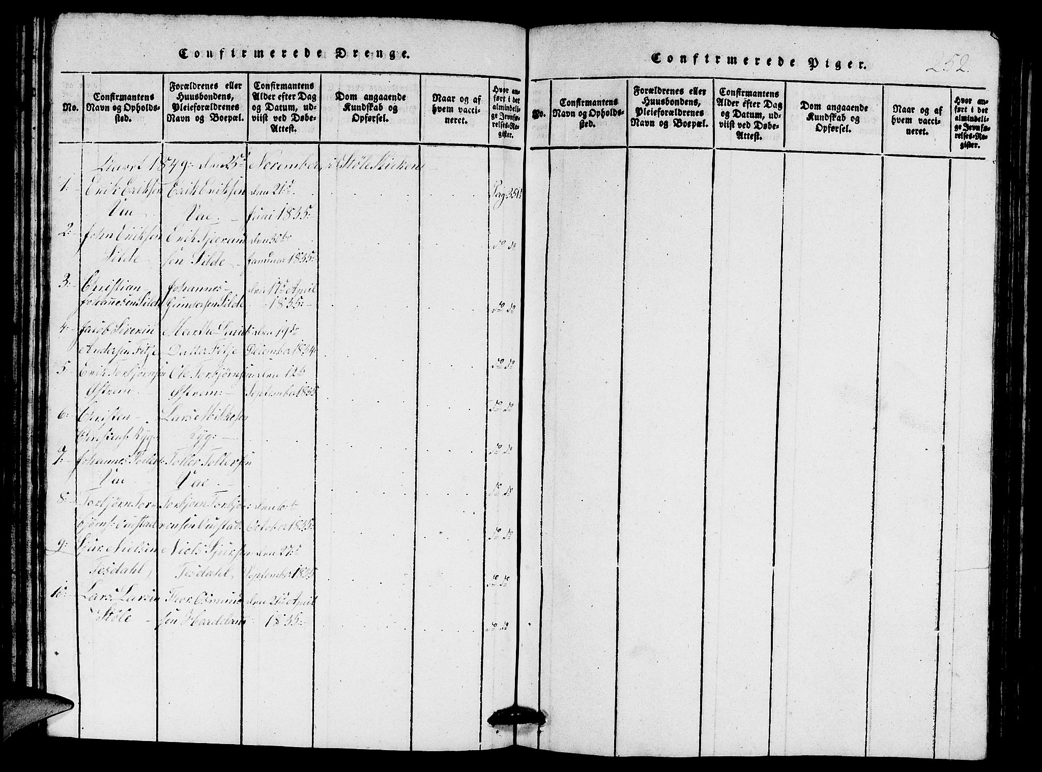 Etne sokneprestembete, AV/SAB-A-75001/H/Hab: Parish register (copy) no. A 1, 1815-1849, p. 252