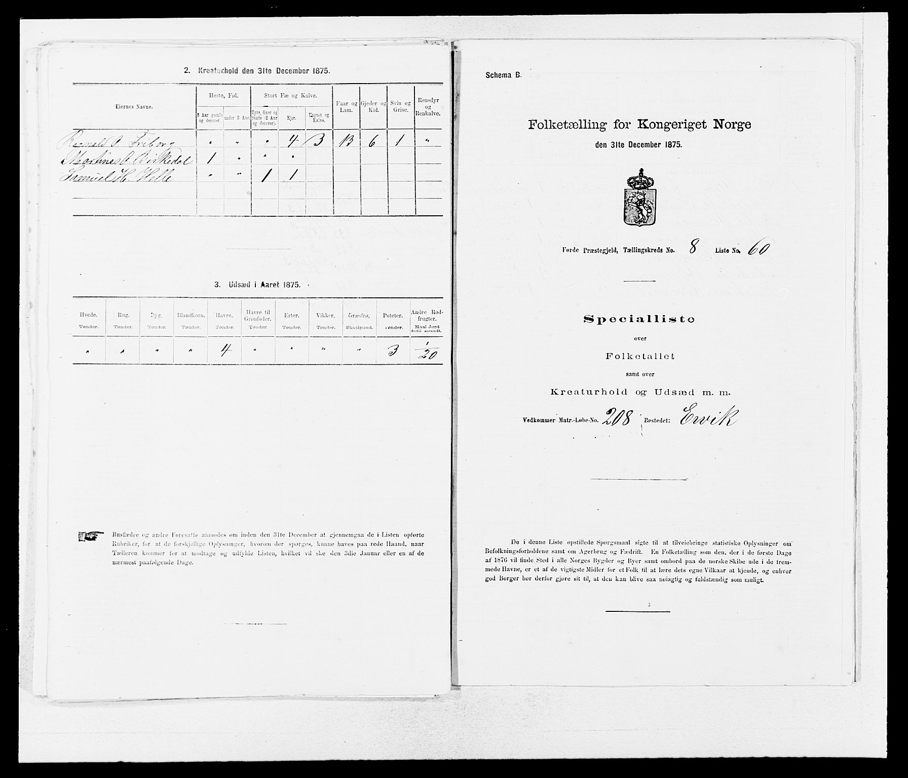 SAB, 1875 census for 1432P Førde, 1875, p. 997