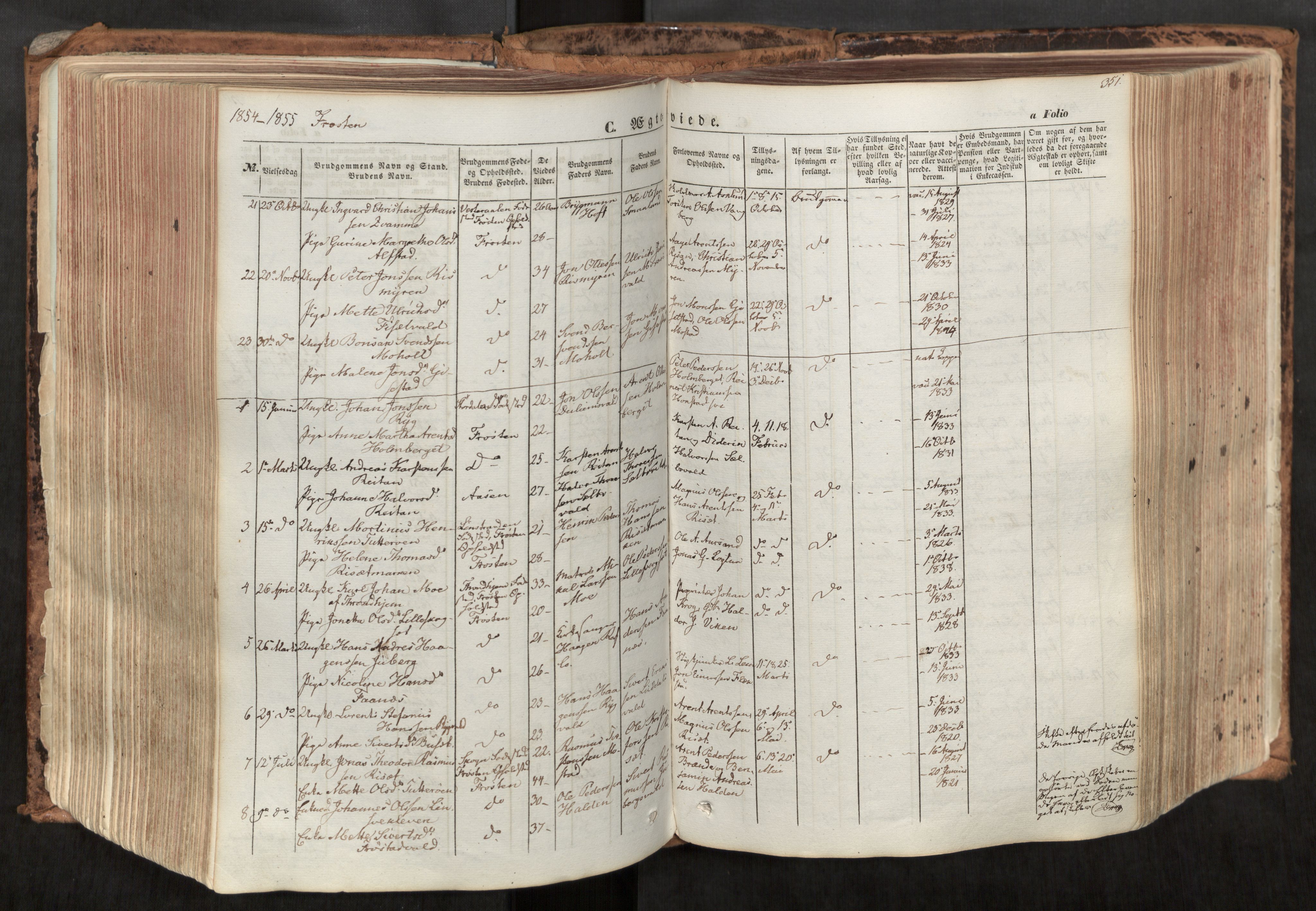 Ministerialprotokoller, klokkerbøker og fødselsregistre - Nord-Trøndelag, SAT/A-1458/713/L0116: Parish register (official) no. 713A07, 1850-1877, p. 351