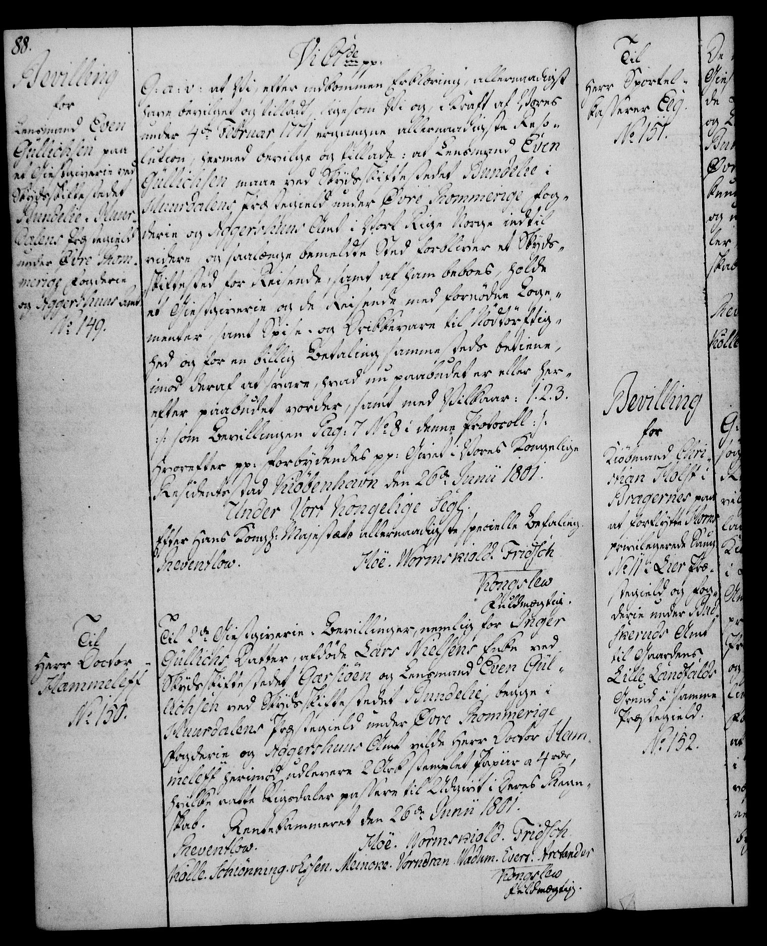 Rentekammeret, Kammerkanselliet, RA/EA-3111/G/Gg/Gga/L0017: Norsk ekspedisjonsprotokoll med register (merket RK 53.17), 1801-1803, p. 88