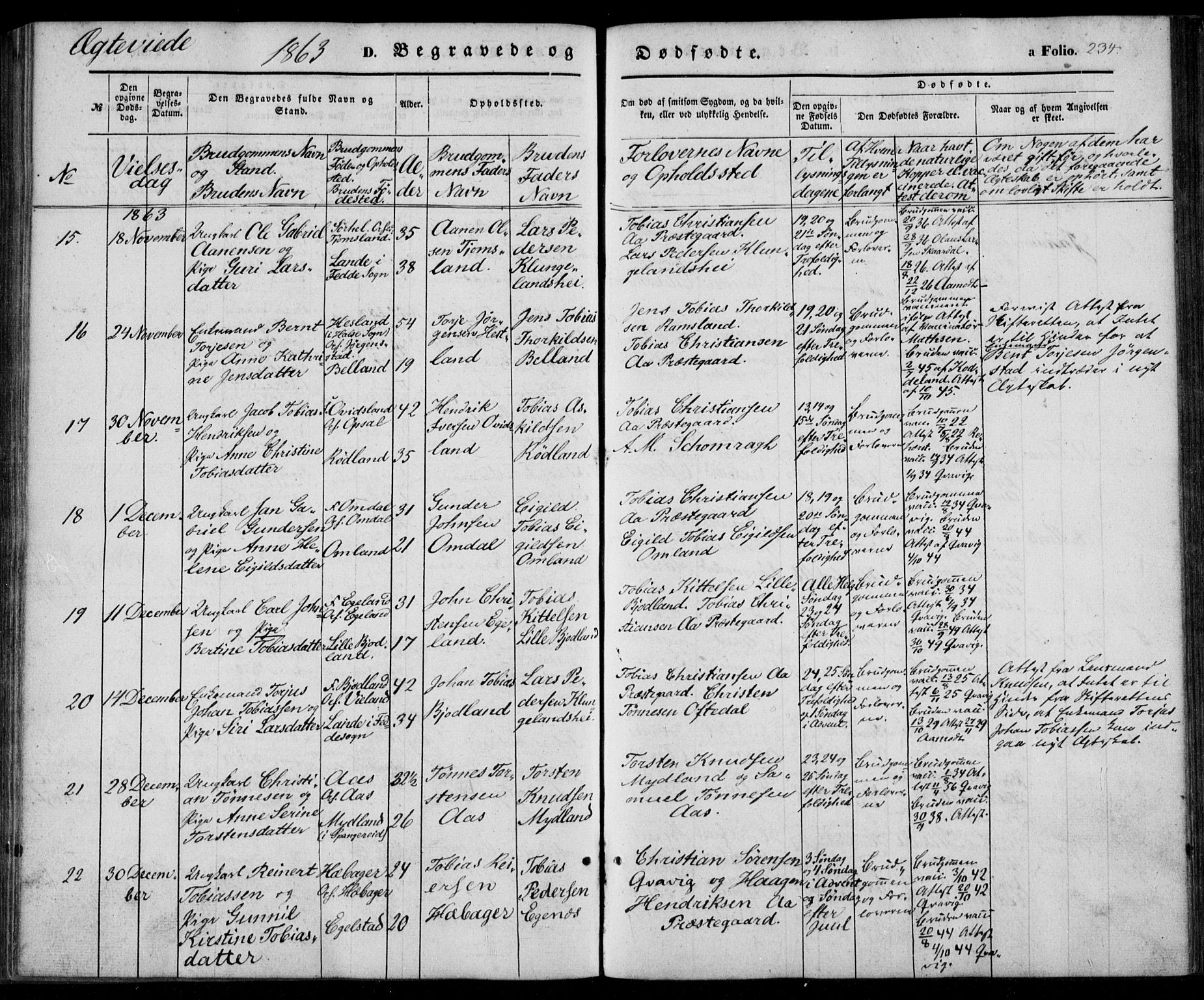 Lyngdal sokneprestkontor, AV/SAK-1111-0029/F/Fa/Fac/L0009: Parish register (official) no. A 9, 1852-1864, p. 234