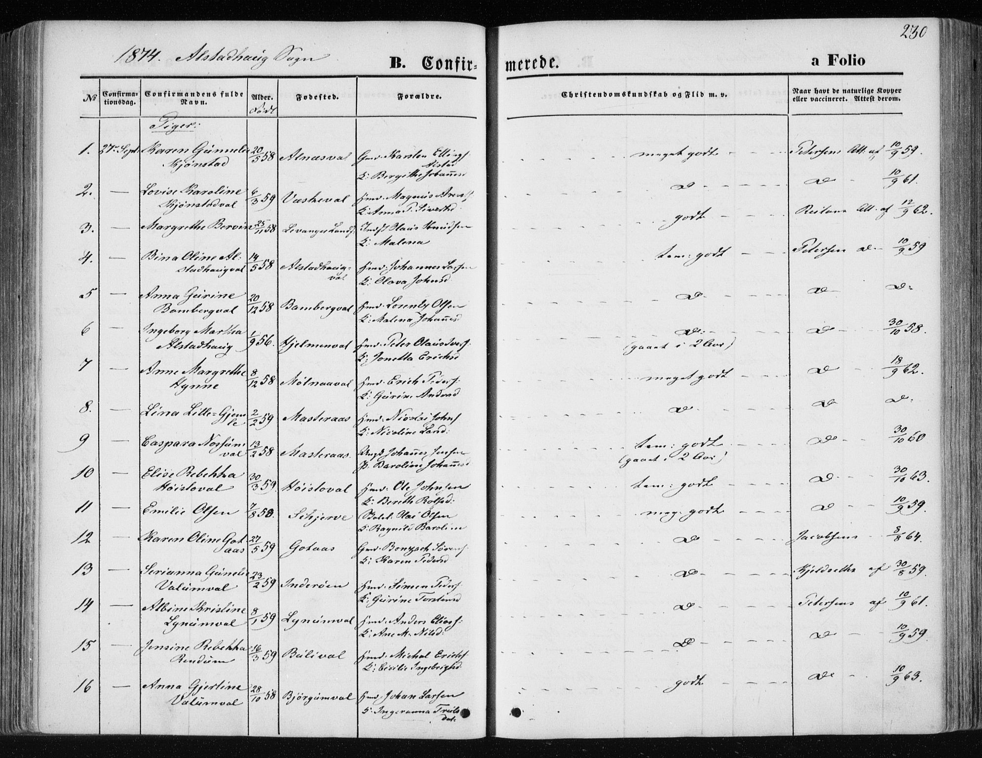 Ministerialprotokoller, klokkerbøker og fødselsregistre - Nord-Trøndelag, SAT/A-1458/717/L0157: Parish register (official) no. 717A08 /1, 1863-1877, p. 230