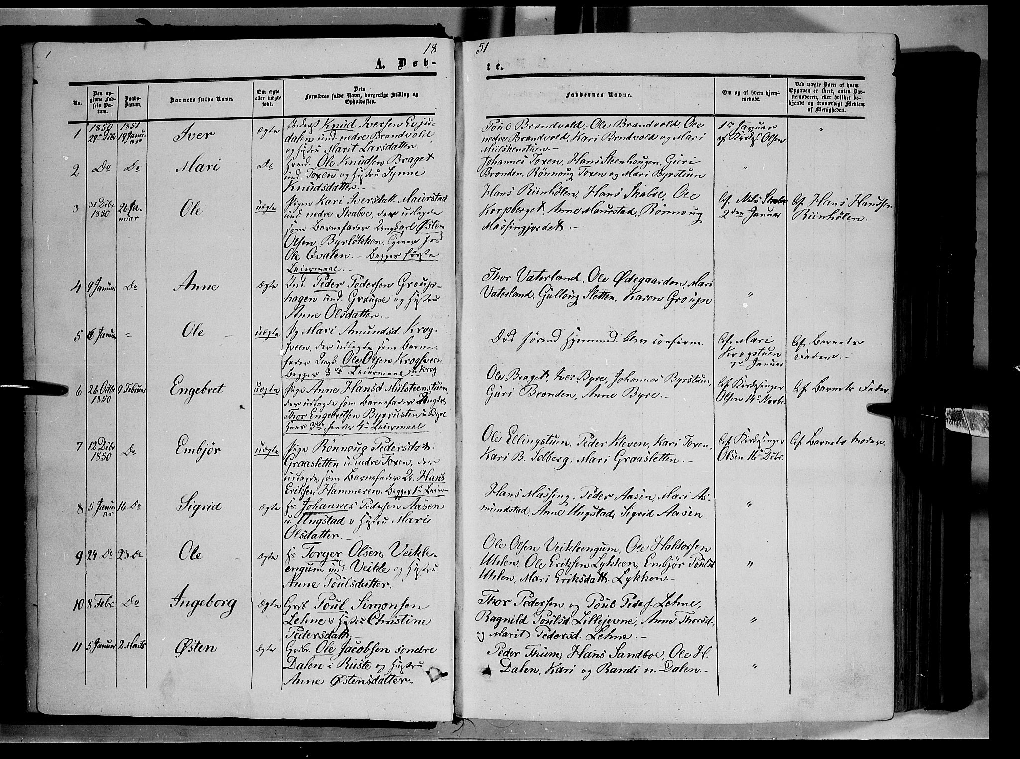 Nord-Fron prestekontor, SAH/PREST-080/H/Ha/Haa/L0001: Parish register (official) no. 1, 1851-1864, p. 1