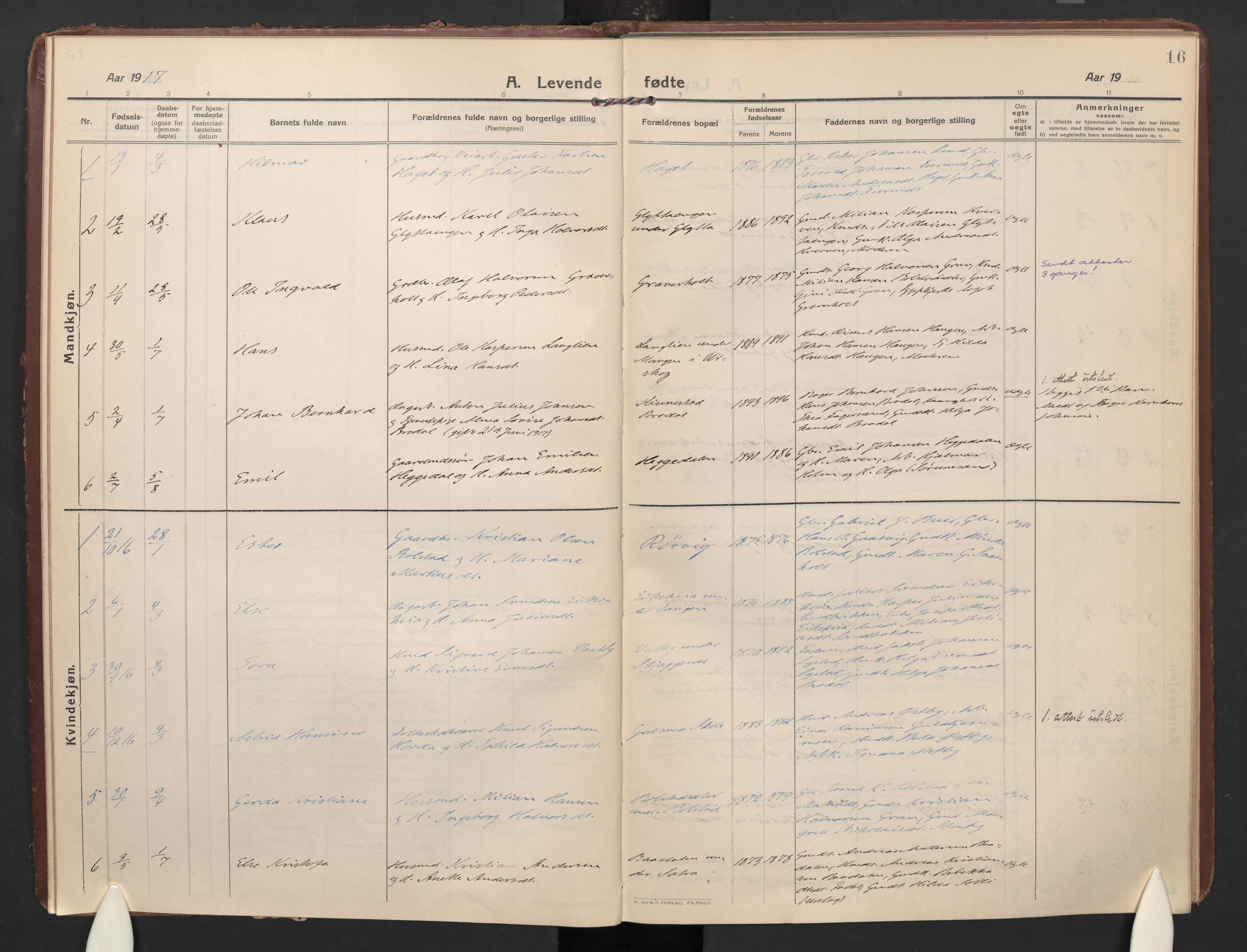 Høland prestekontor Kirkebøker, SAO/A-10346a/F/Fc: Parish register (official) no. III 4, 1912-1924, p. 16