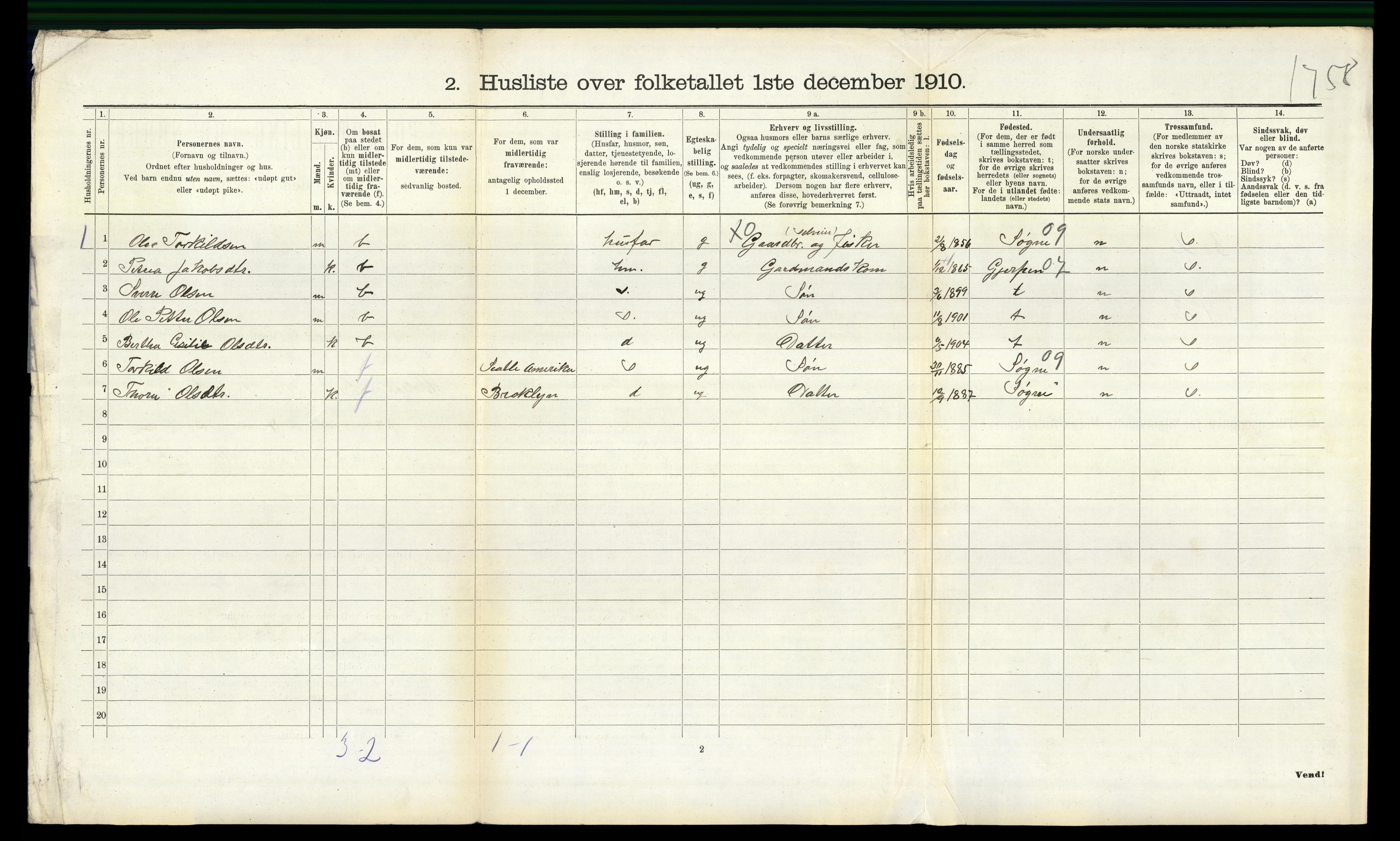 RA, 1910 census for Halse og Harkmark, 1910, p. 1257