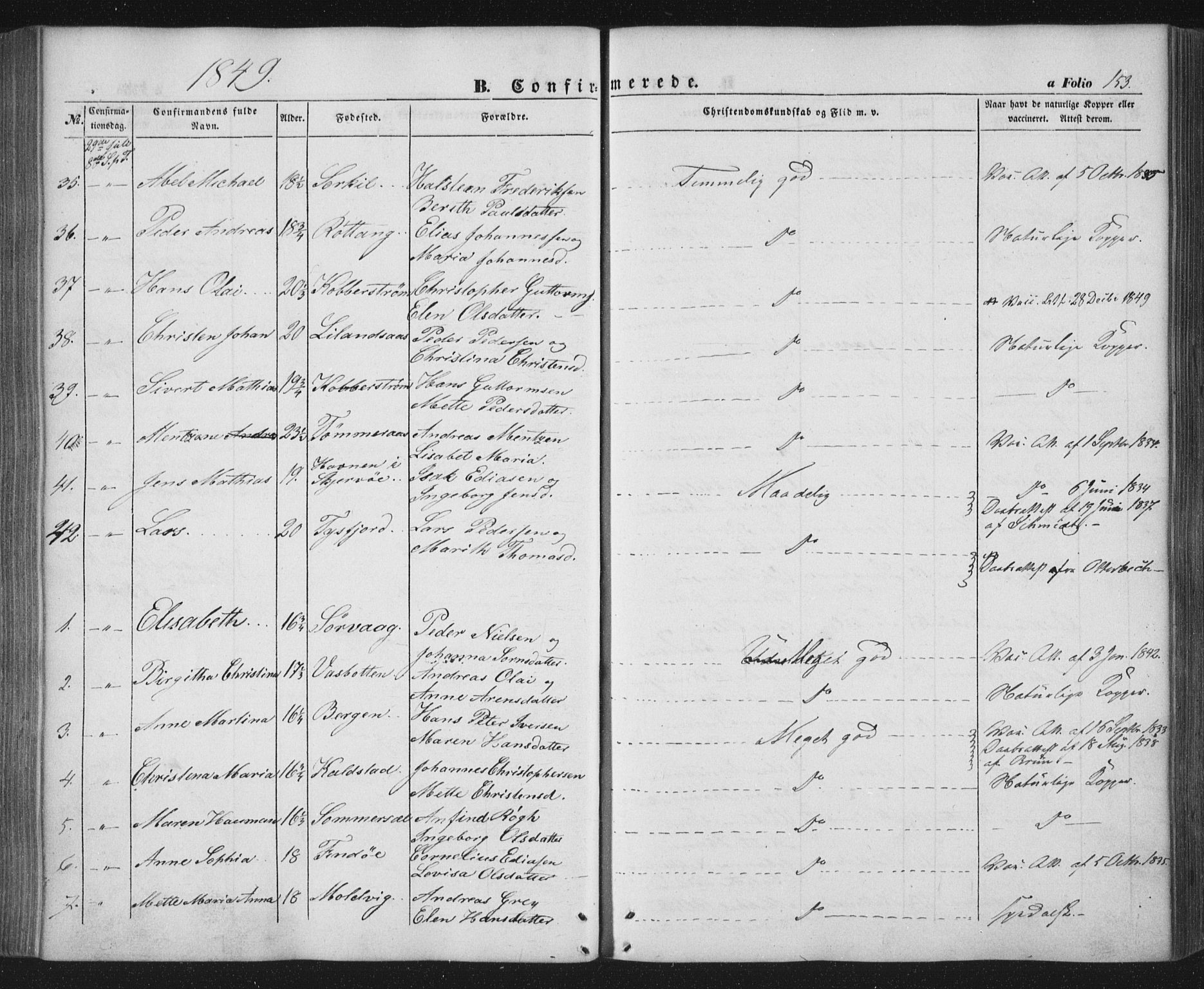 Ministerialprotokoller, klokkerbøker og fødselsregistre - Nordland, SAT/A-1459/859/L0844: Parish register (official) no. 859A04, 1849-1862, p. 153