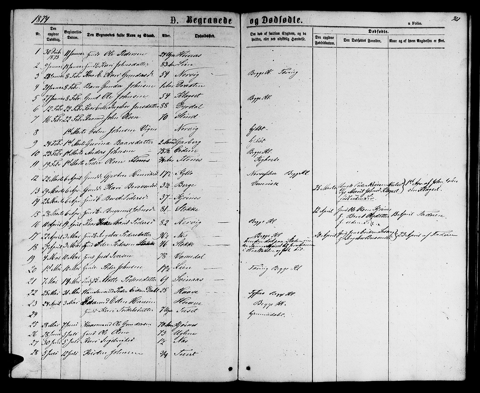 Ministerialprotokoller, klokkerbøker og fødselsregistre - Sør-Trøndelag, SAT/A-1456/695/L1156: Parish register (copy) no. 695C07, 1869-1888, p. 321