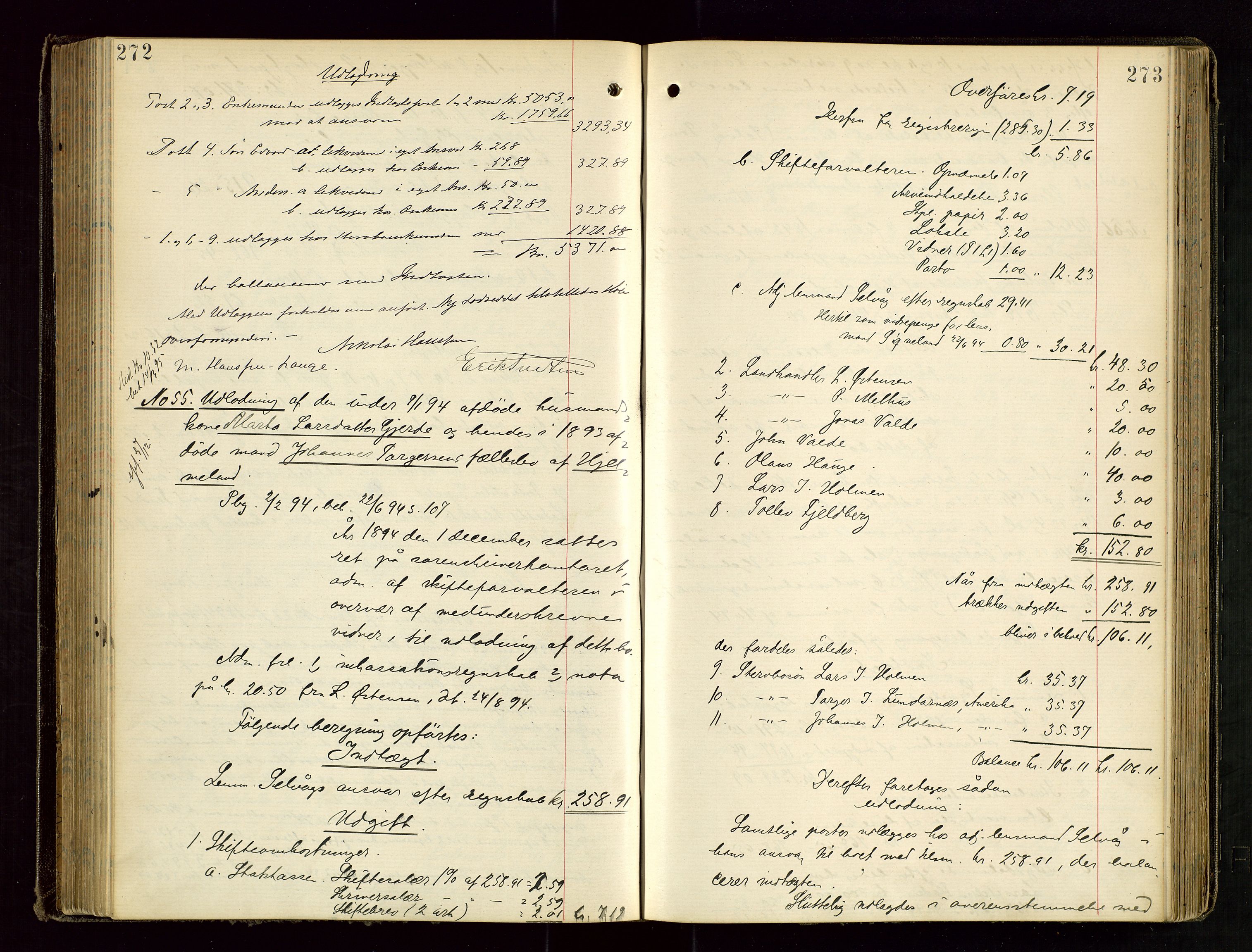 Ryfylke tingrett, AV/SAST-A-100055/001/IV/IVD/L0029: Skifteprotokoll, register i protokollen, 1893-1897, p. 272-273