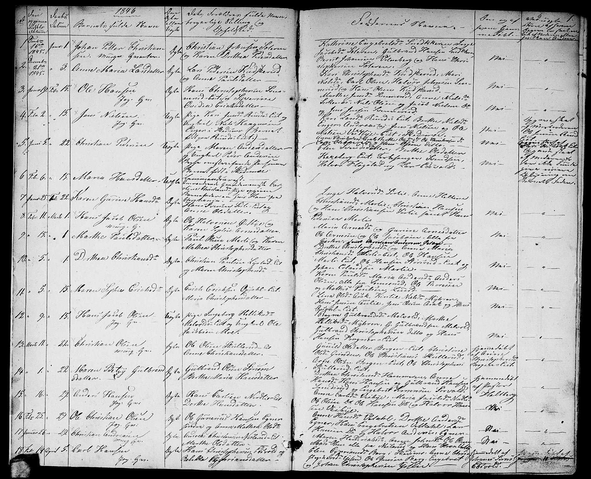 Sørum prestekontor Kirkebøker, SAO/A-10303/G/Ga/L0003: Parish register (copy) no. I 3, 1846-1863, p. 1