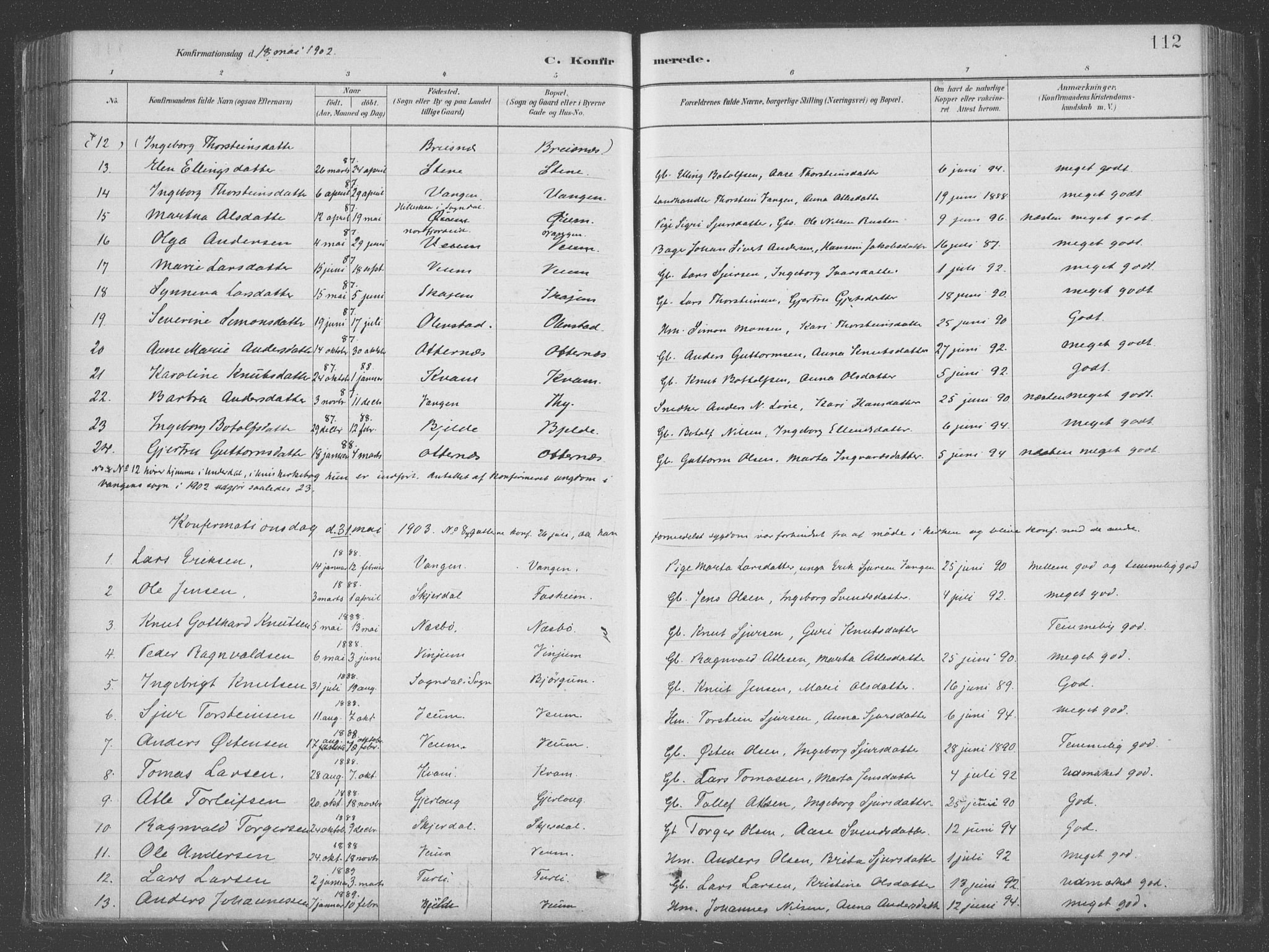 Aurland sokneprestembete, SAB/A-99937/H/Ha/Hab/L0001: Parish register (official) no. B  1, 1880-1909, p. 112