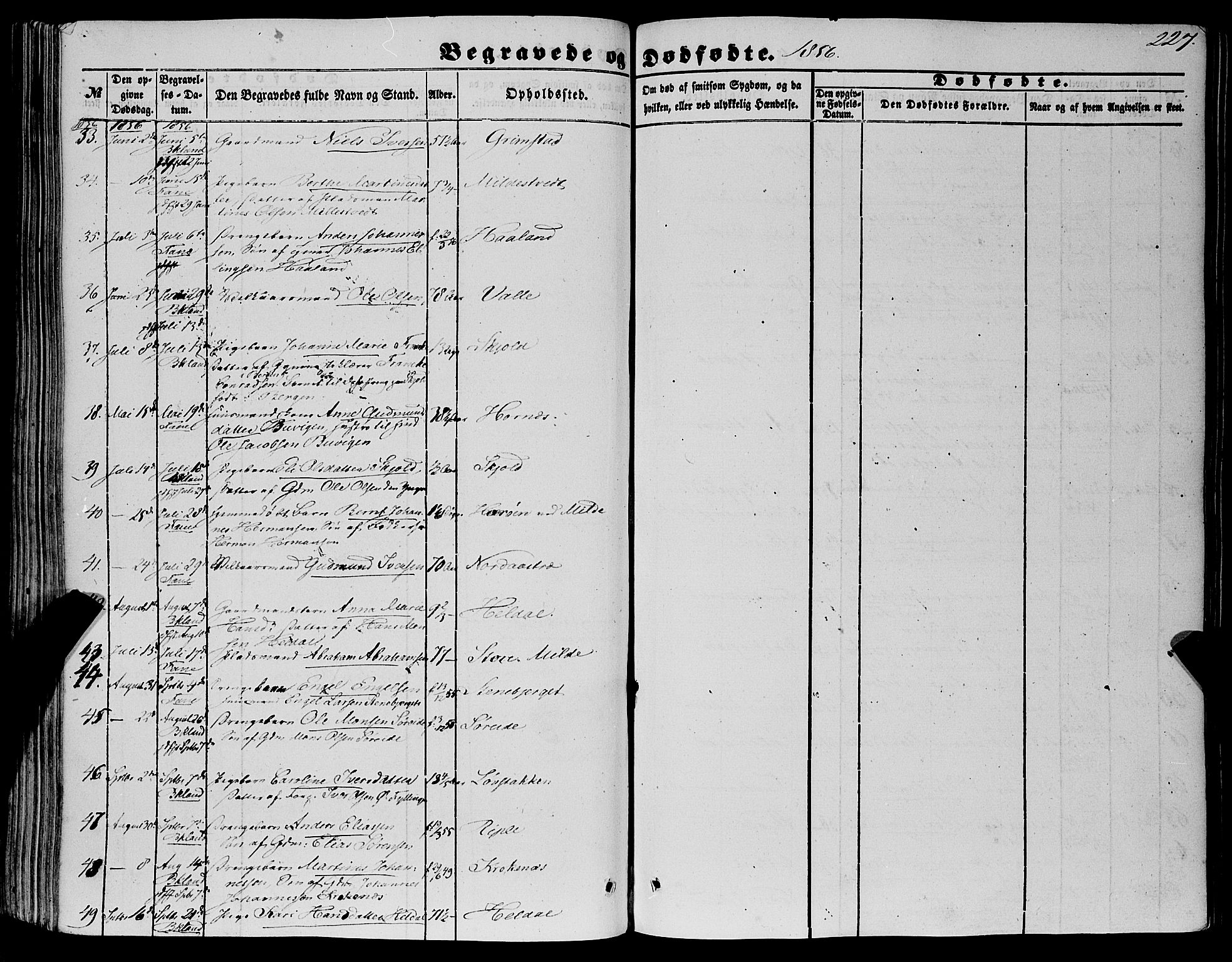 Fana Sokneprestembete, AV/SAB-A-75101/H/Haa/Haaa/L0011: Parish register (official) no. A 11, 1851-1862, p. 227