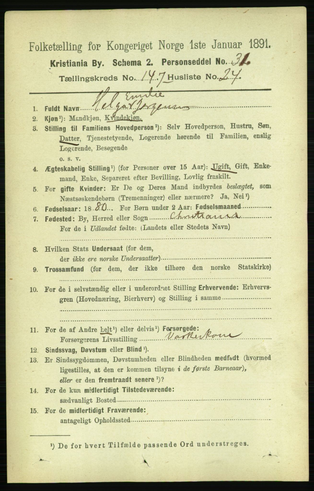 RA, 1891 census for 0301 Kristiania, 1891, p. 82261