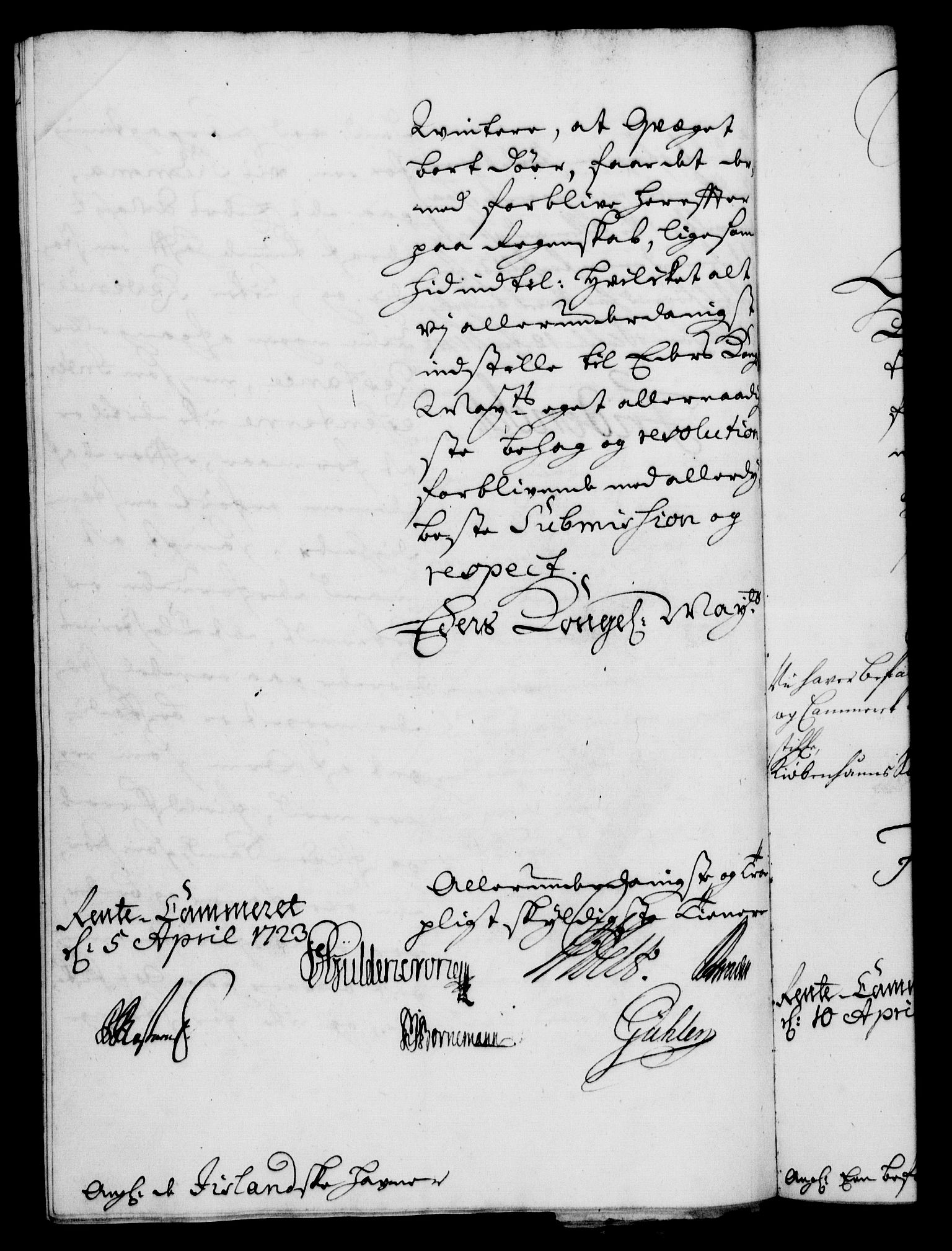 Rentekammeret, Kammerkanselliet, RA/EA-3111/G/Gf/Gfa/L0006: Norsk relasjons- og resolusjonsprotokoll (merket RK 52.6), 1723, p. 464