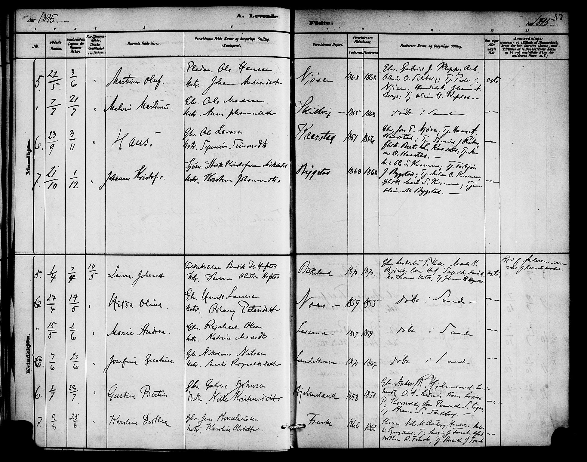 Gaular sokneprestembete, AV/SAB-A-80001/H/Haa: Parish register (official) no. C 1, 1882-1897, p. 47