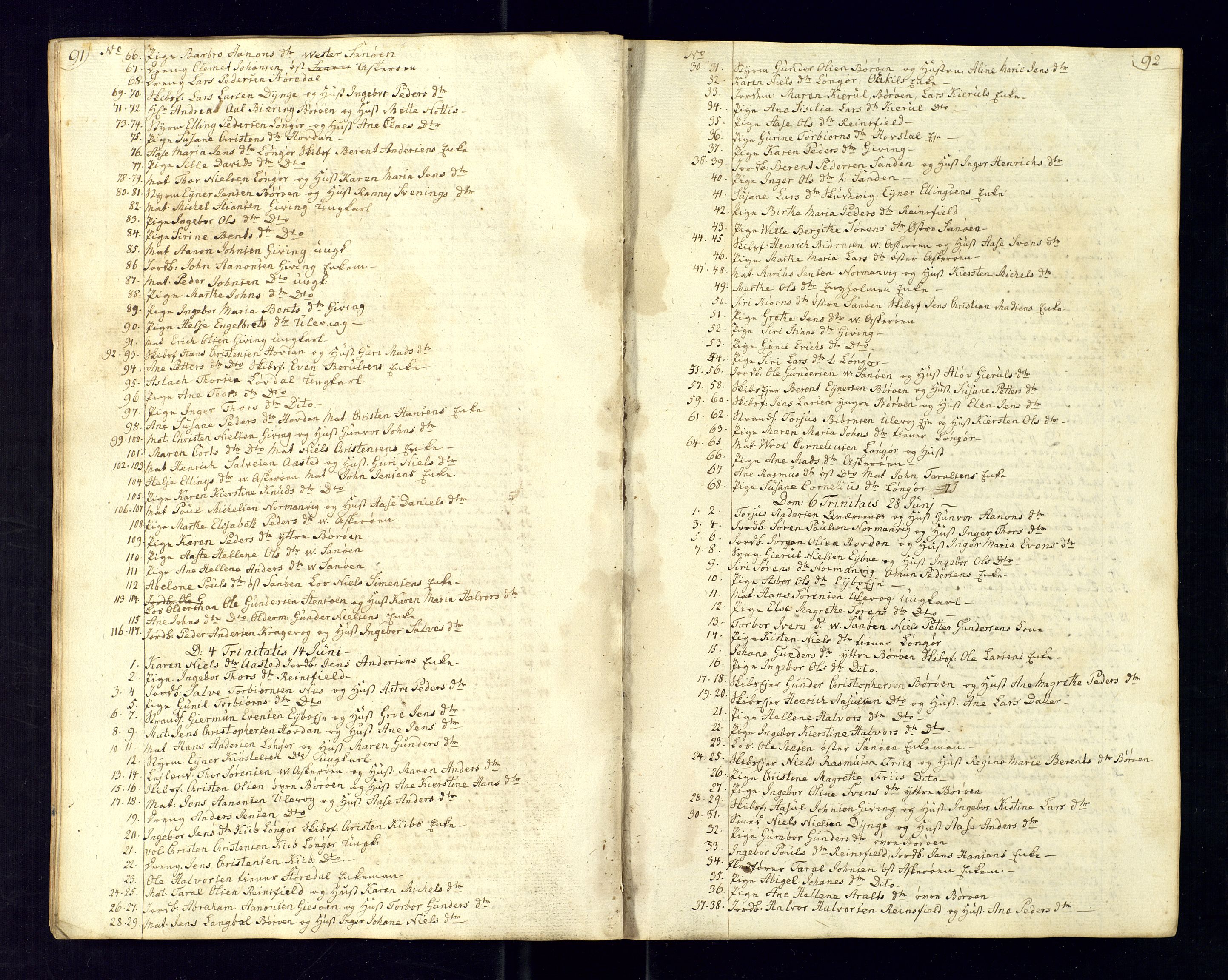 Dypvåg sokneprestkontor, AV/SAK-1111-0007/F/Fc/Fca/L0001: Communicants register no. C-1, 1813-1830, p. 91-92