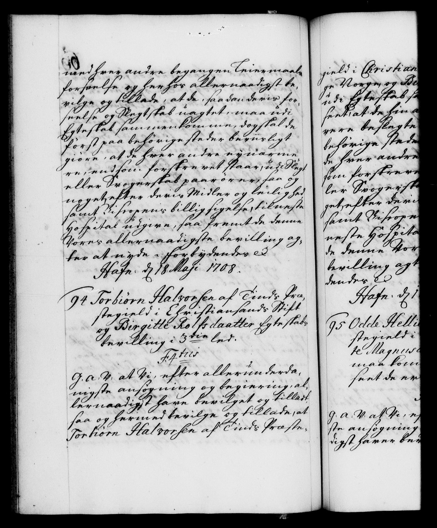 Danske Kanselli 1572-1799, AV/RA-EA-3023/F/Fc/Fca/Fcaa/L0020: Norske registre, 1708-1711, p. 69b