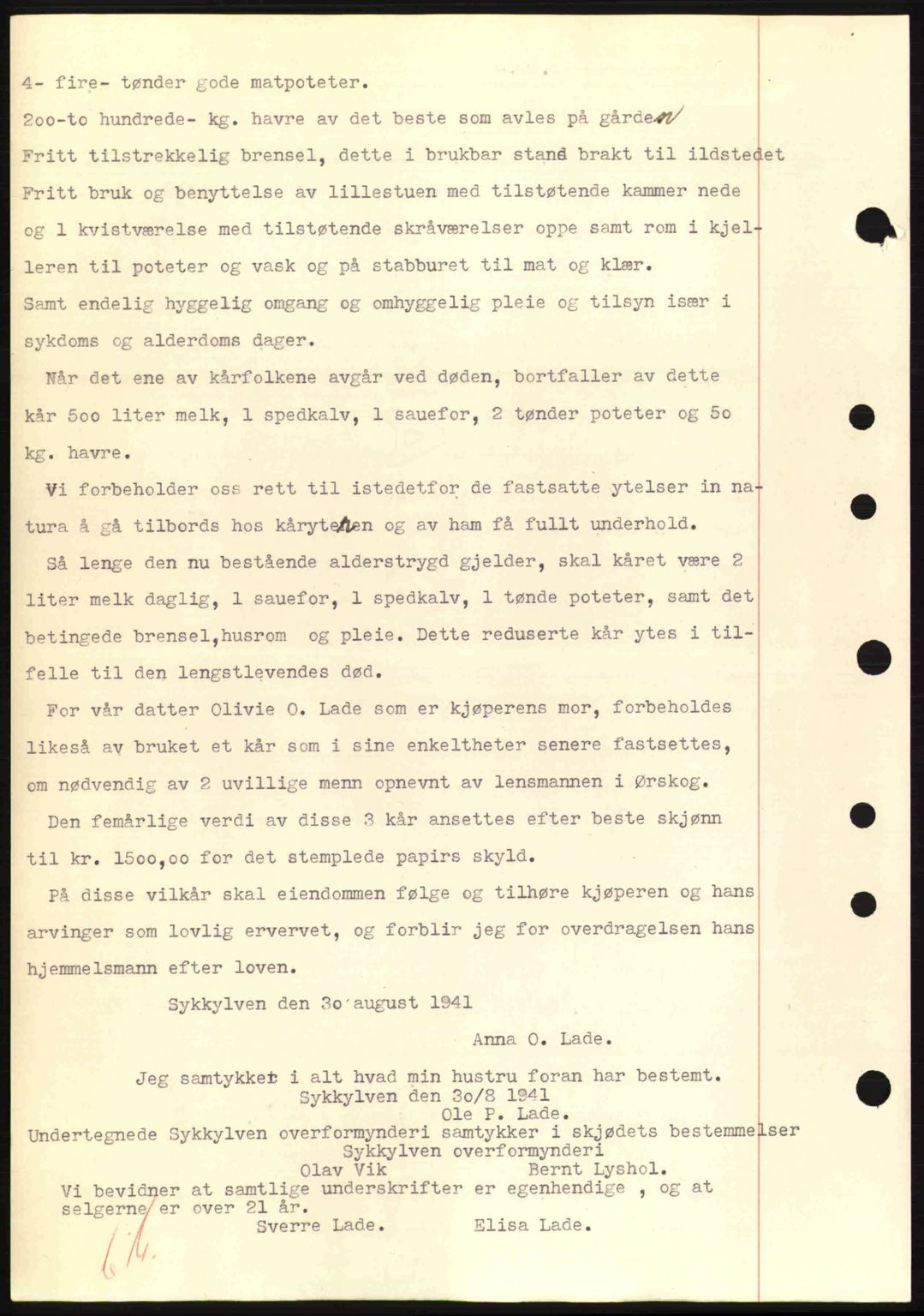 Nordre Sunnmøre sorenskriveri, SAT/A-0006/1/2/2C/2Ca: Mortgage book no. A11, 1941-1941, Diary no: : 1328/1941