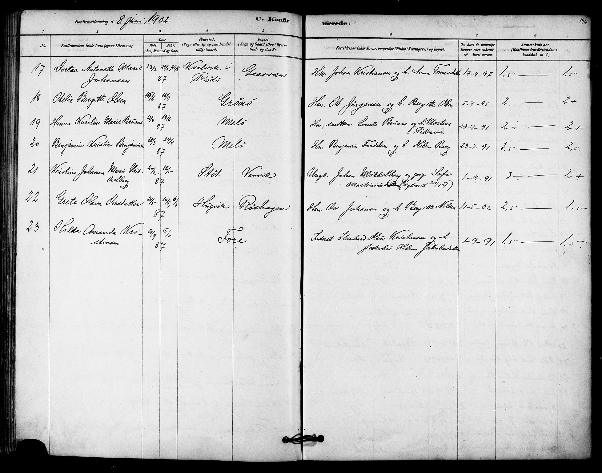 Ministerialprotokoller, klokkerbøker og fødselsregistre - Nordland, AV/SAT-A-1459/843/L0626: Parish register (official) no. 843A01, 1878-1907, p. 196