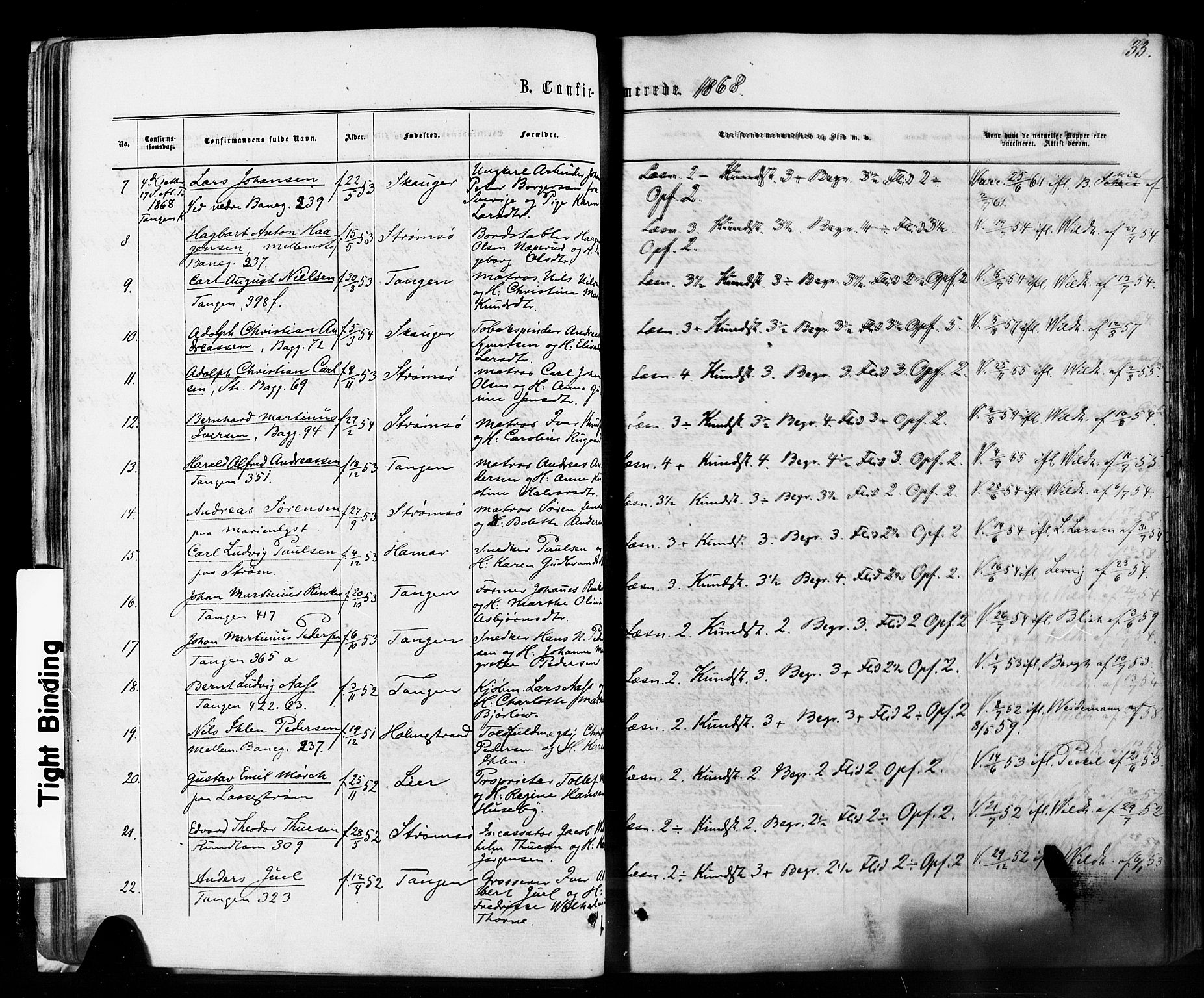 Strømsø kirkebøker, AV/SAKO-A-246/F/Fa/L0018: Parish register (official) no. I 18, 1865-1878, p. 33