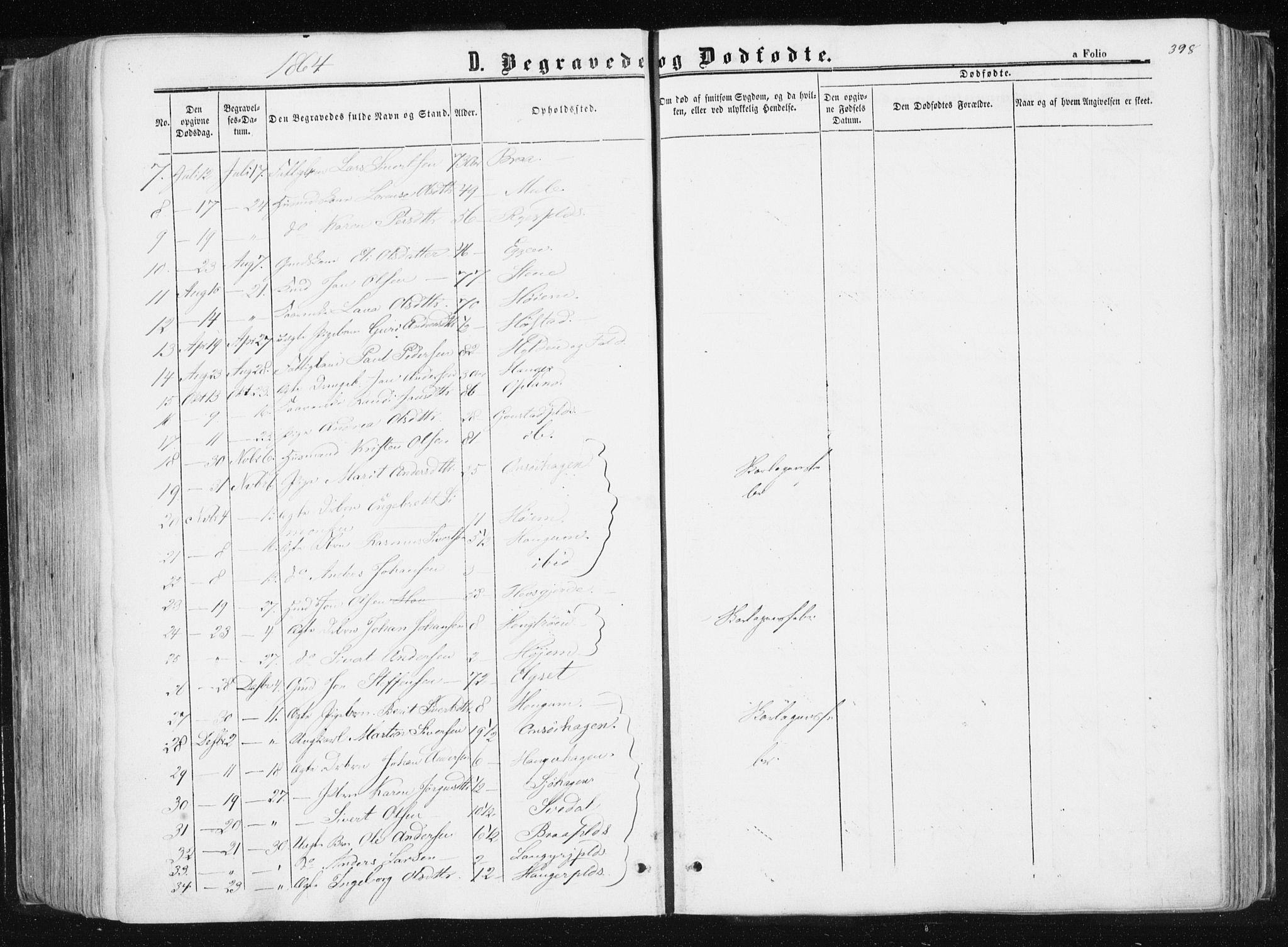 Ministerialprotokoller, klokkerbøker og fødselsregistre - Sør-Trøndelag, SAT/A-1456/612/L0377: Parish register (official) no. 612A09, 1859-1877, p. 398